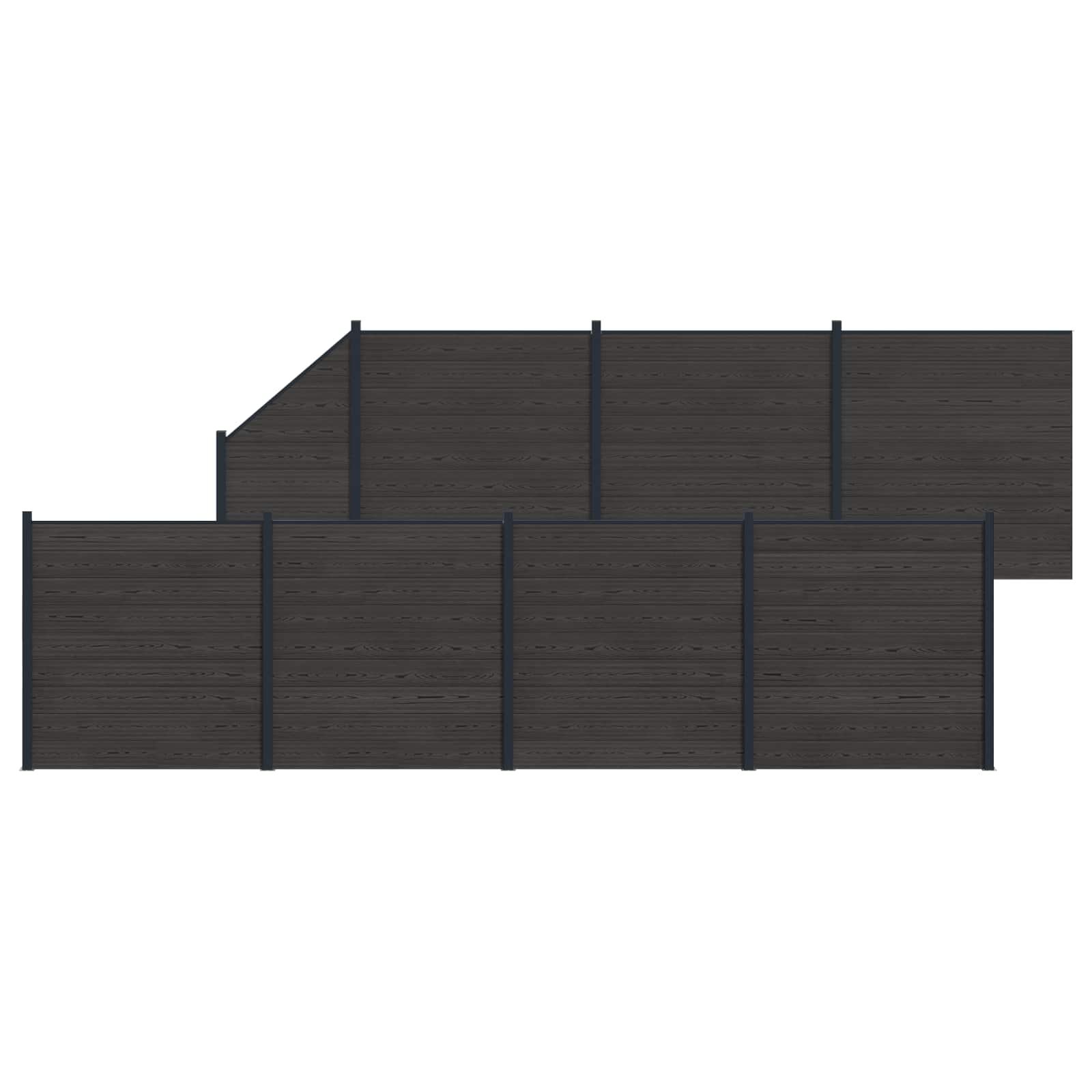 Hekpaneel 8 pcs WPC en Aluminium Zwart – afbeelding 2