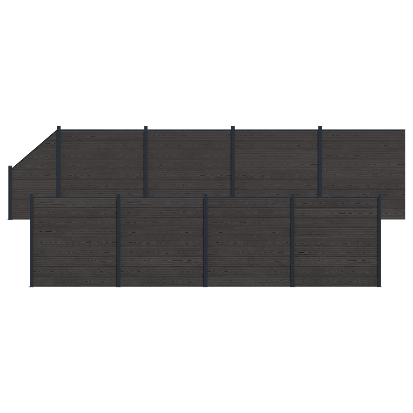 Hekpaneel 9 pcs WPC en Aluminium Zwart – afbeelding 2