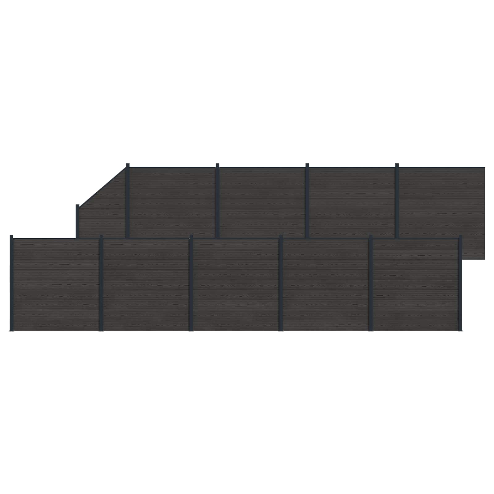 Hekpaneel 10 pcs WPC en Aluminium Zwart – afbeelding 2