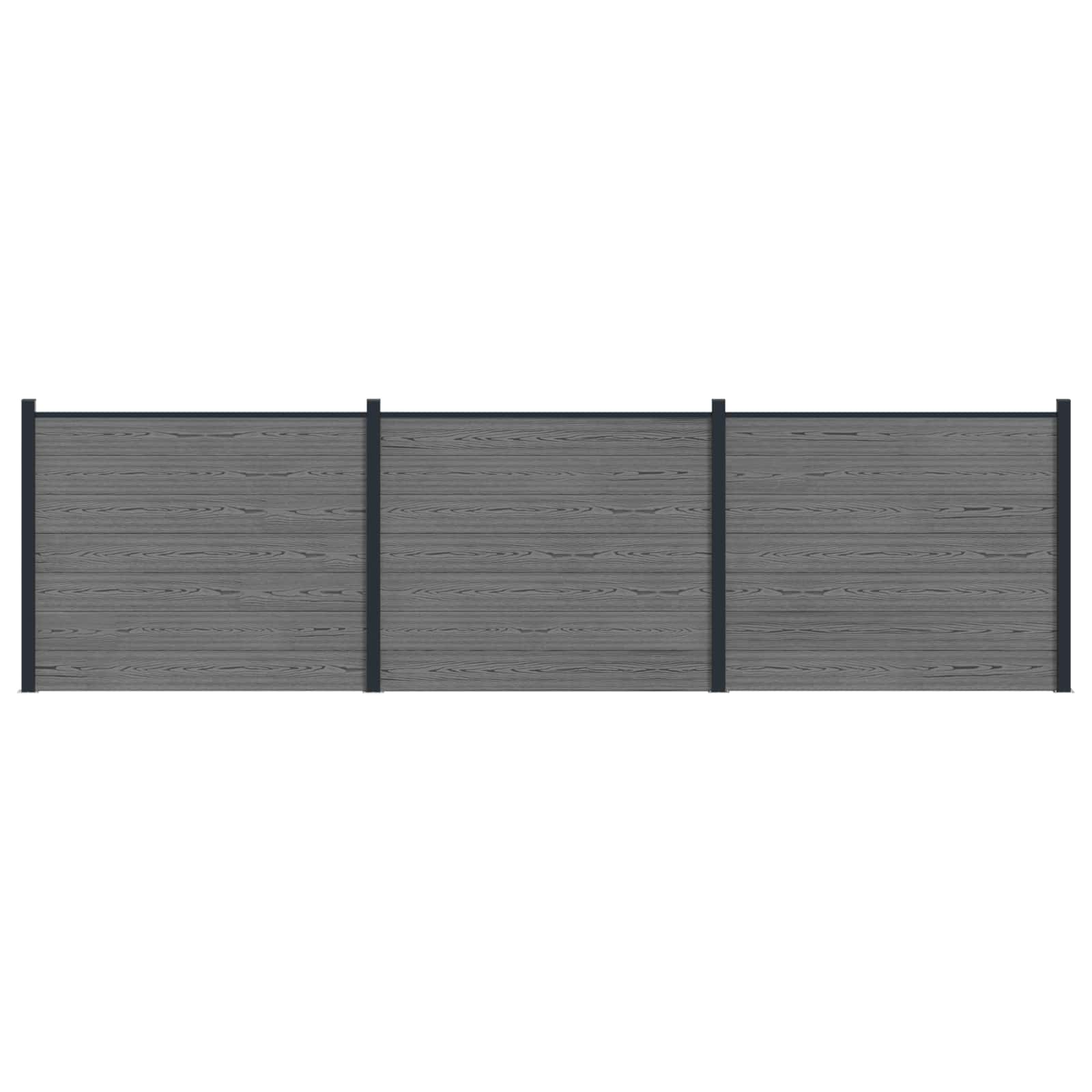 Hekpaneel 3 pcs WPC en Aluminium Grijs – afbeelding 2