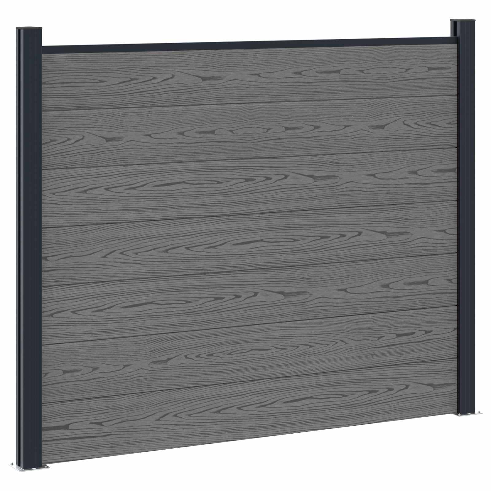 Hekpaneel 3 pcs WPC en Aluminium Grijs – afbeelding 3