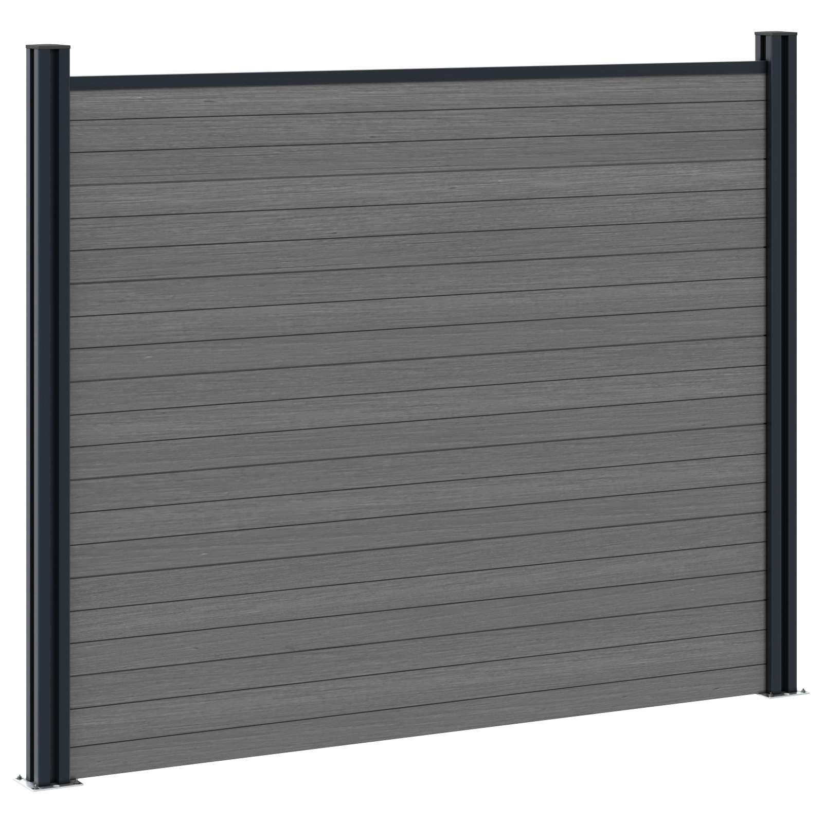 Hekpaneel 3 pcs WPC en Aluminium Grijs – afbeelding 4