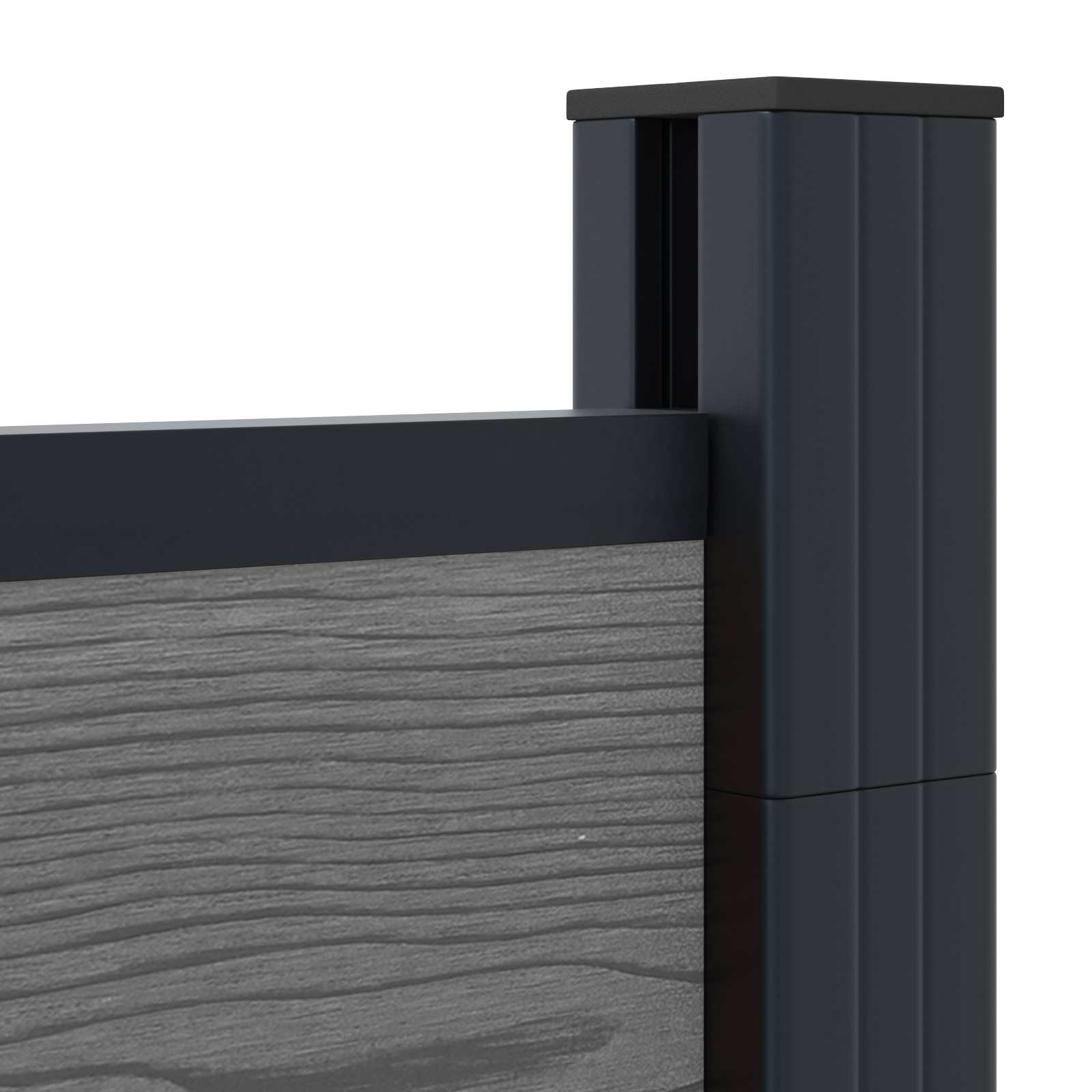 Hekpaneel 3 pcs WPC en Aluminium Grijs – afbeelding 5