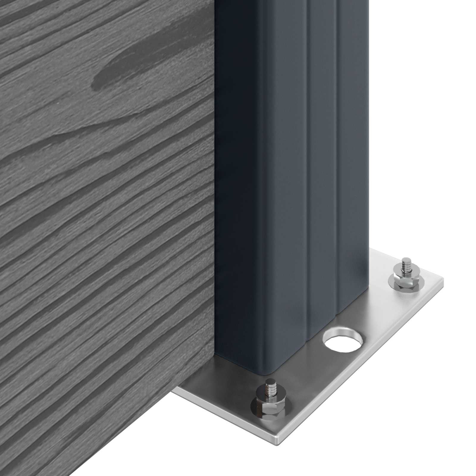 Hekpaneel 3 pcs WPC en Aluminium Grijs – afbeelding 6