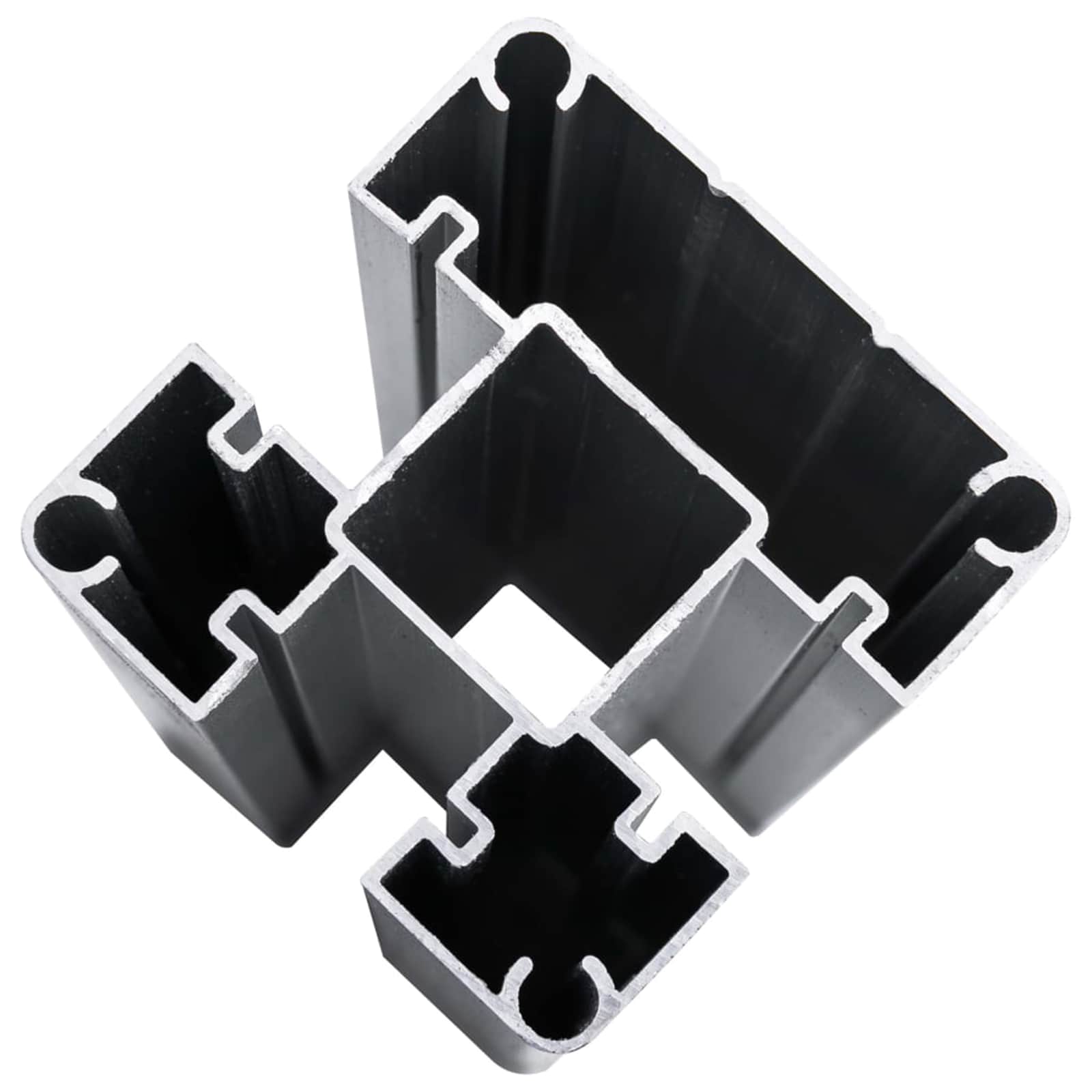 Hekpaneel 3 pcs WPC en Aluminium Grijs – afbeelding 8