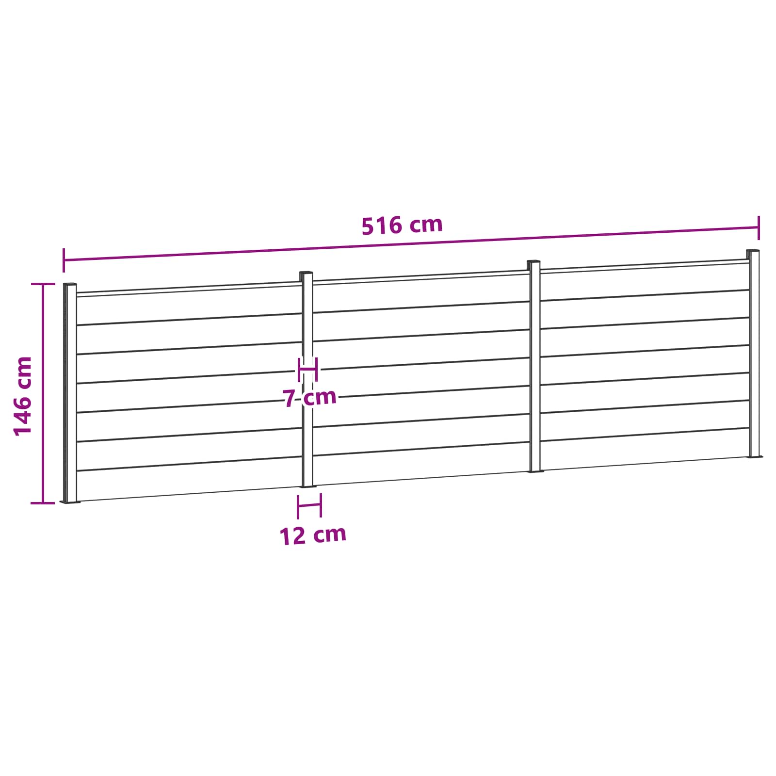 Hekpaneel 3 pcs WPC en Aluminium Grijs – afbeelding 9