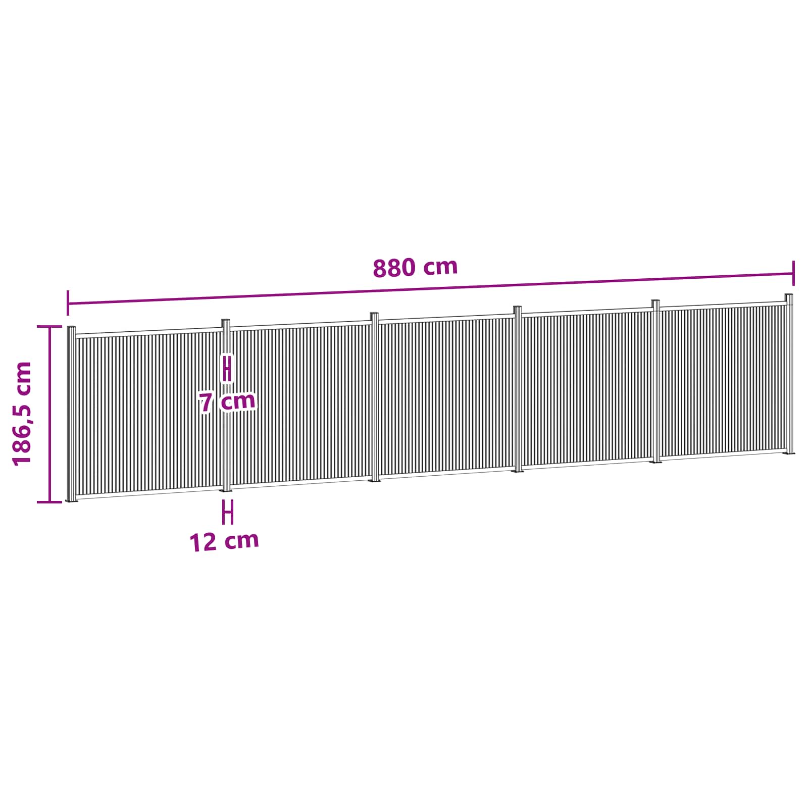 Hekpaneel 5 pcs WPC en Aluminium Zwart – afbeelding 6