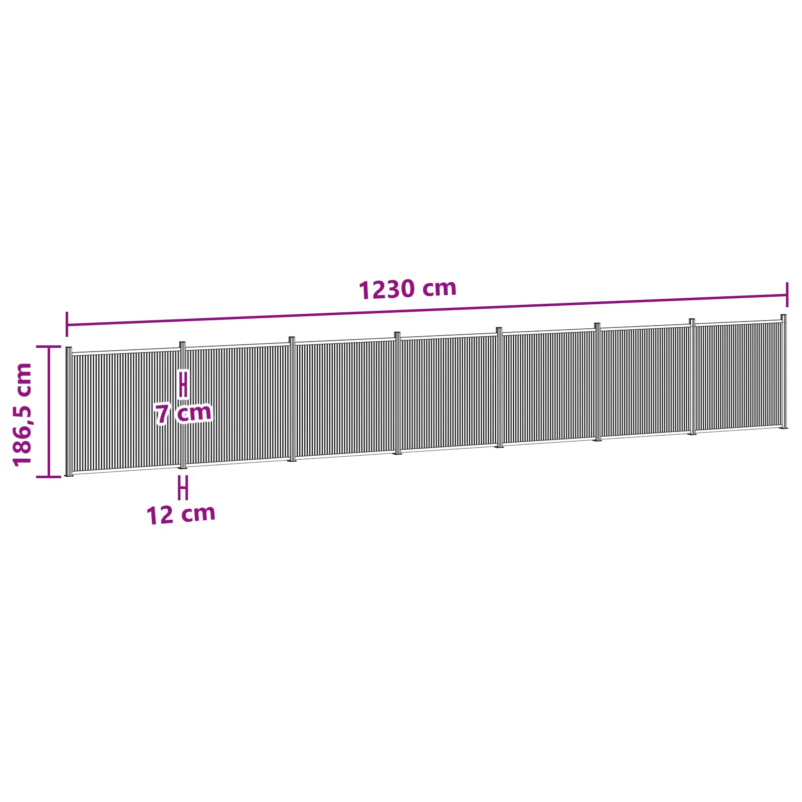 Hekpaneel 7 pcs WPC en Aluminium Zwart – afbeelding 6