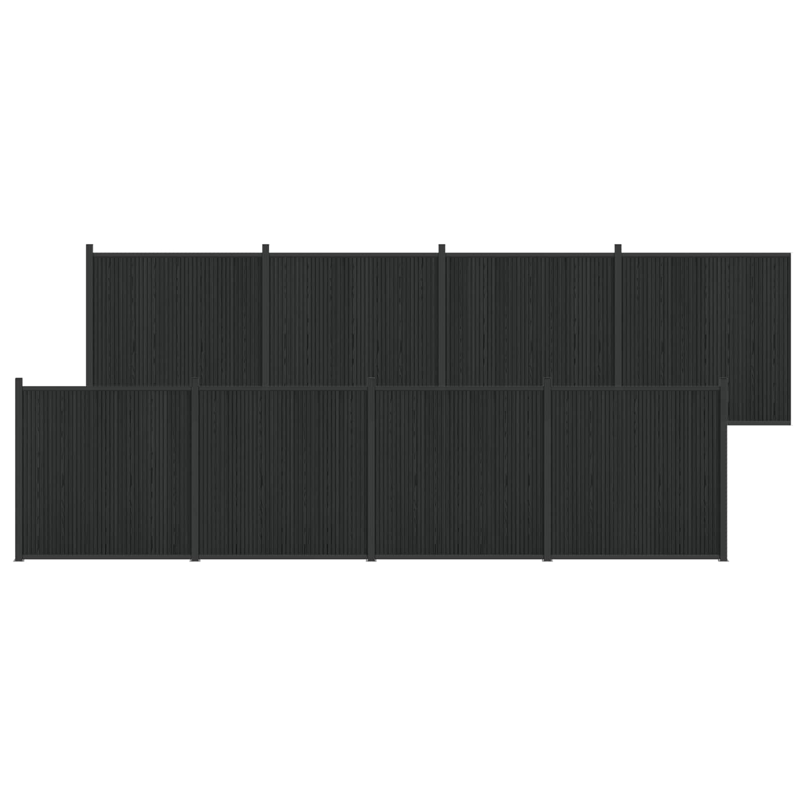 Hekpaneel 8 pcs WPC en Aluminium Zwart – afbeelding 2
