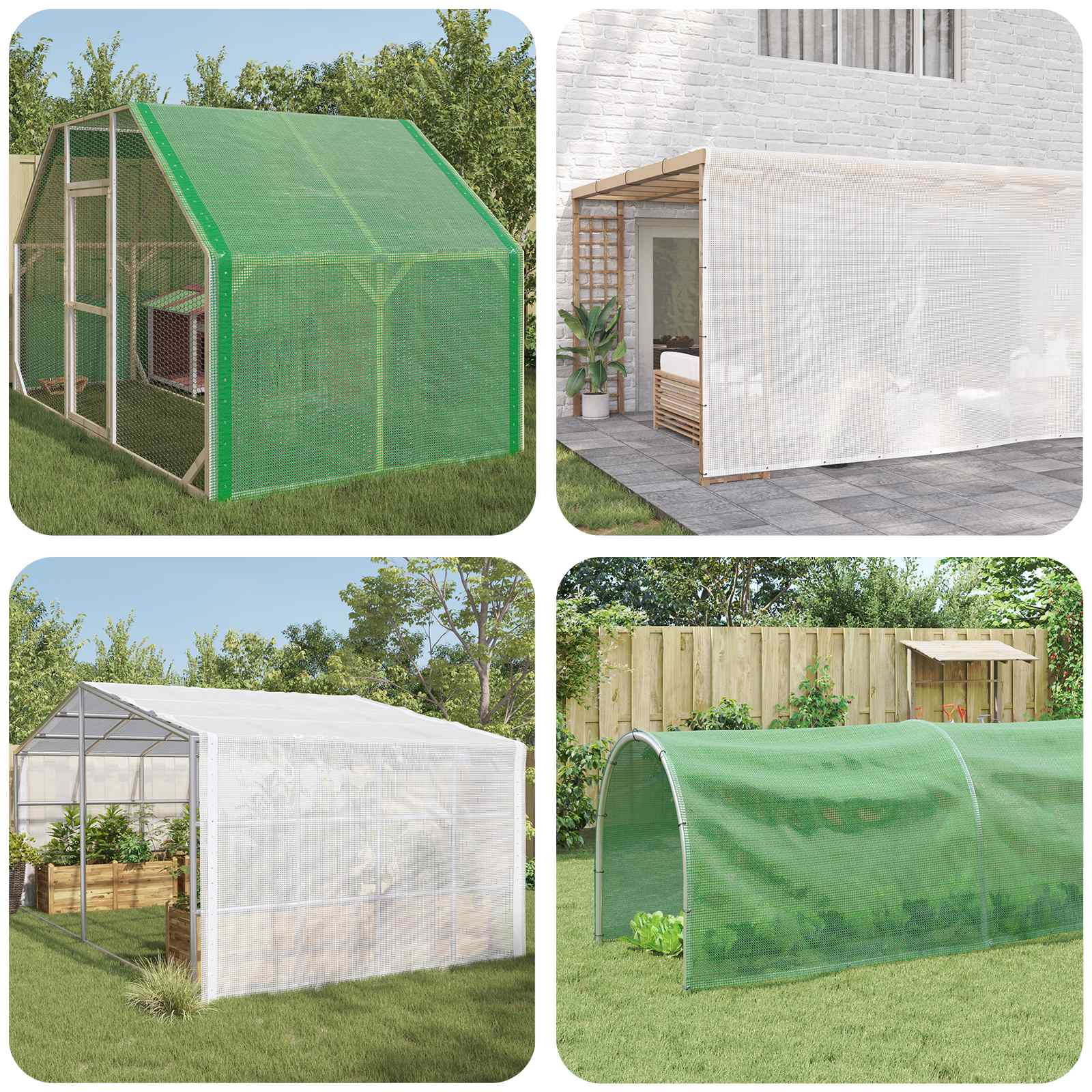 Zeil met Oogjes 2 st Groen 2 x 4 m 260 gsm PE