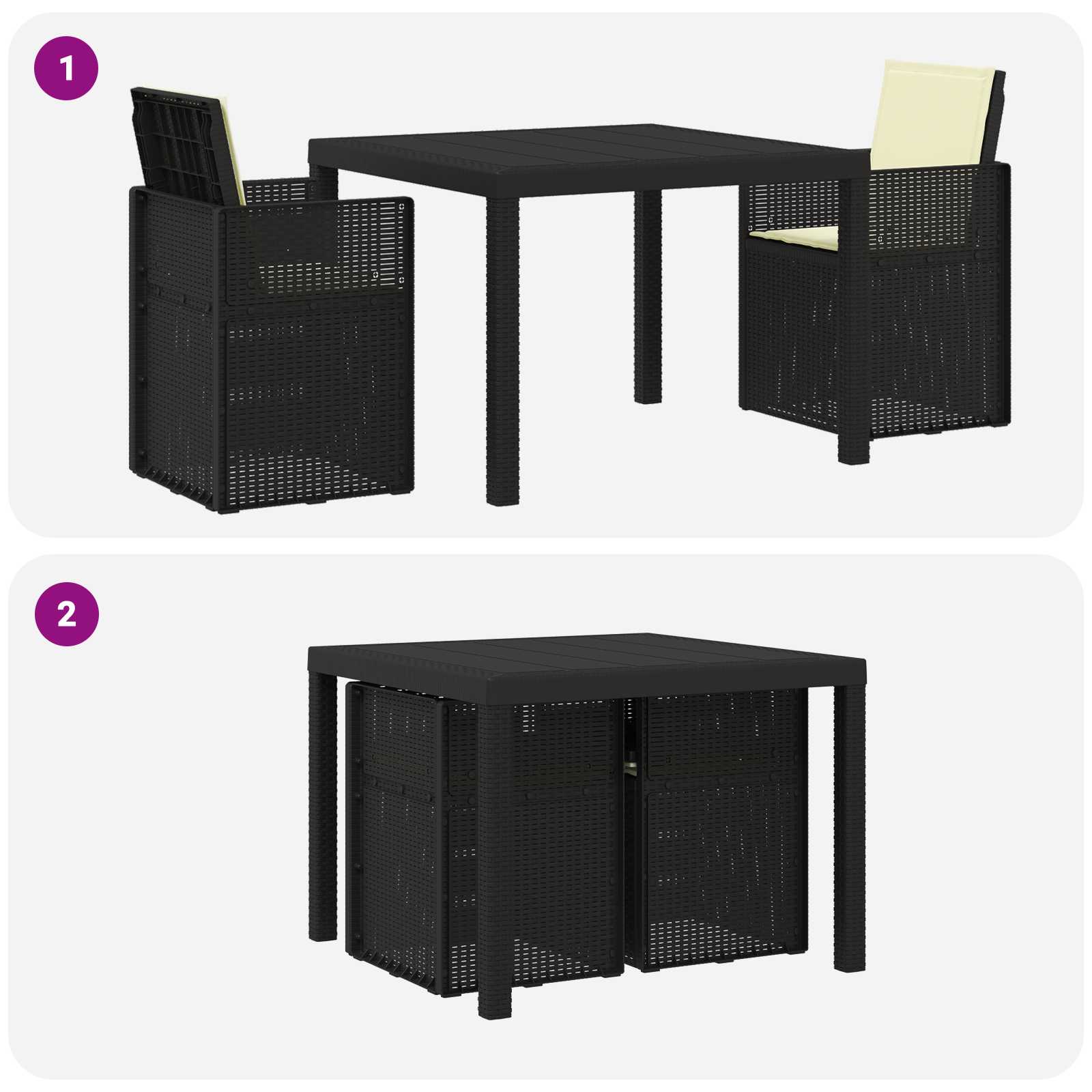 Tuin eettafelset met kussen 3 pcs Antraciet- en crèmekleurig PP – afbeelding 10