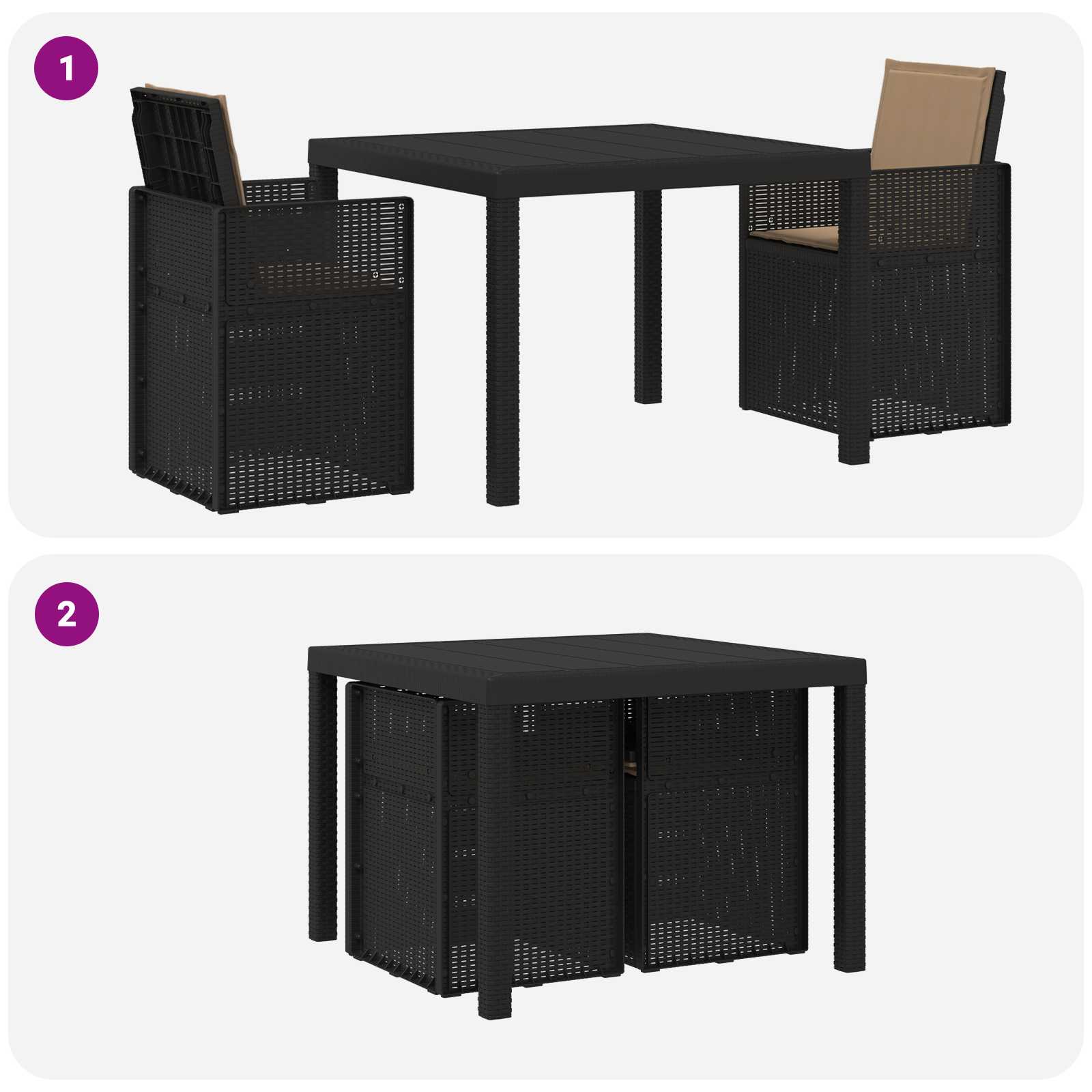 Tuin eettafelset met kussen 3 pcs Antracietkleurig en taupe PP – afbeelding 10
