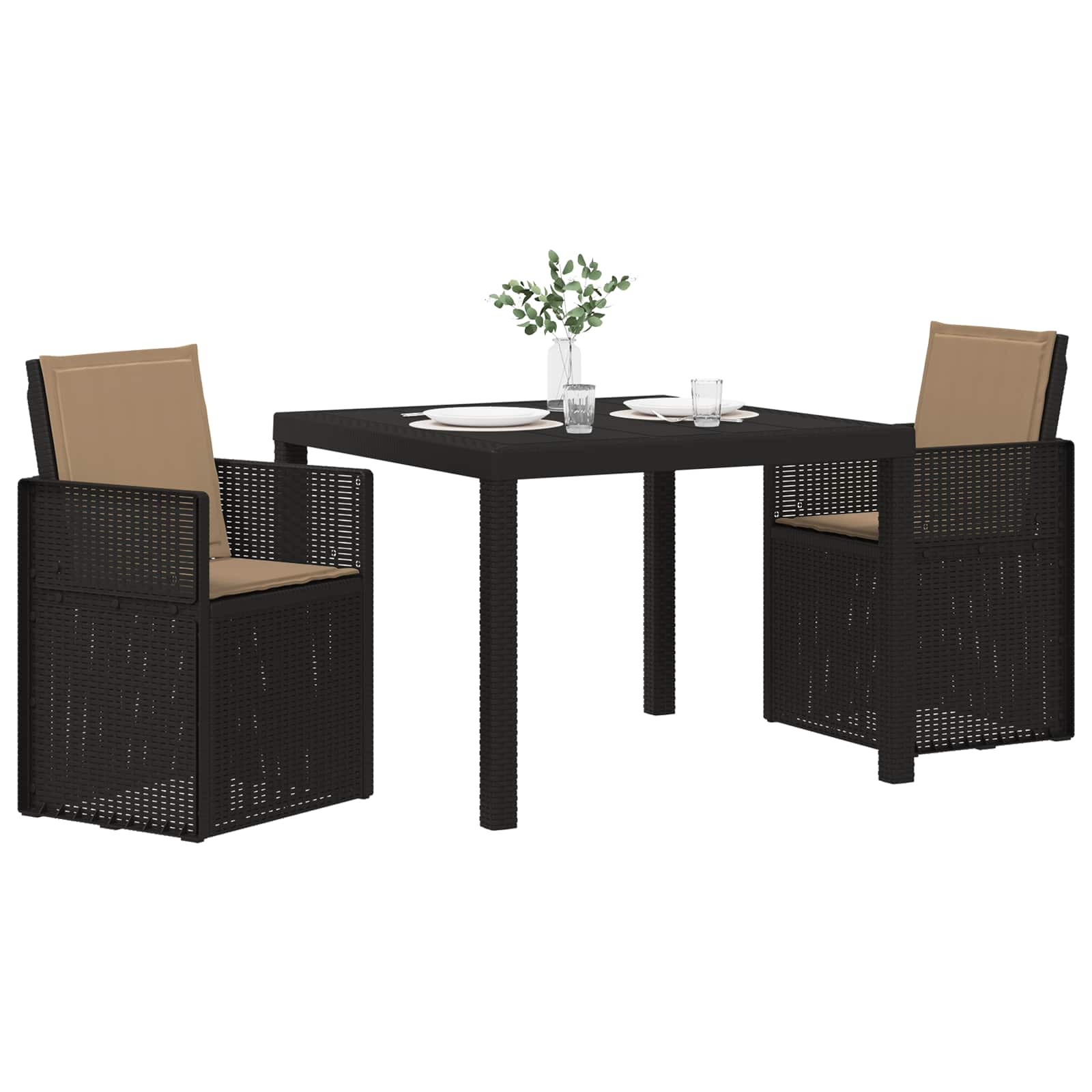 Tuin eettafelset met kussen 3 pcs Antracietkleurig en taupe PP – afbeelding 3