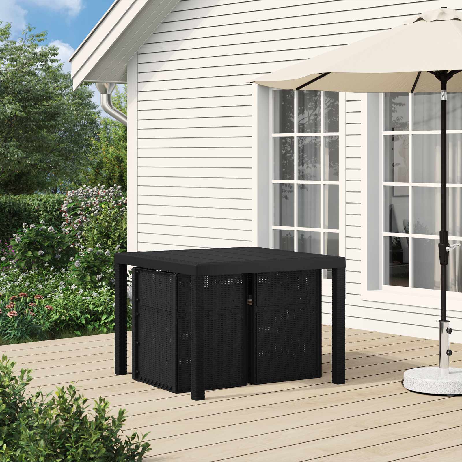 Tuin eettafelset met kussen 3 pcs Antracietkleurig en taupe PP – afbeelding 4