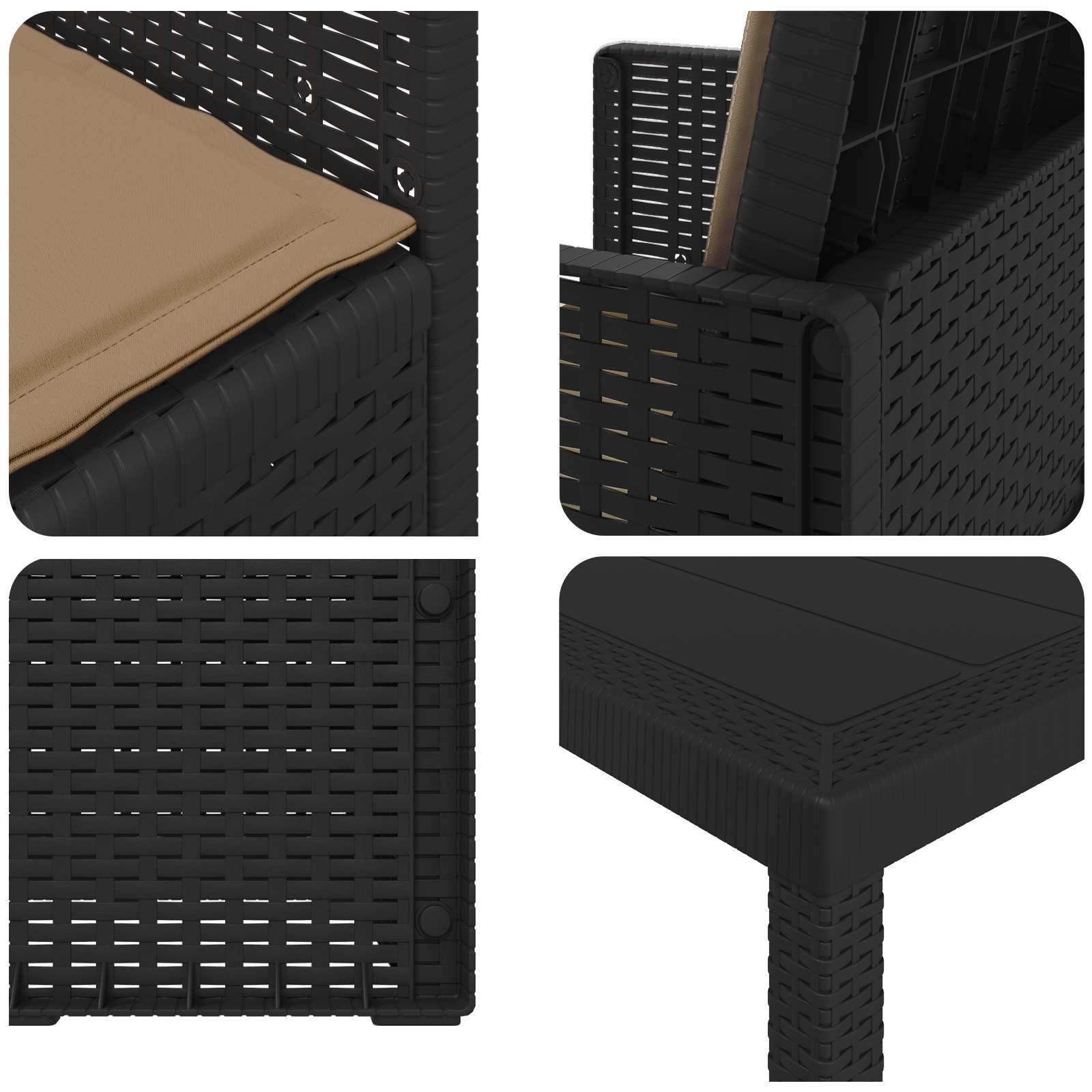 Tuin eettafelset met kussen 3 pcs Antracietkleurig en taupe PP – afbeelding 8