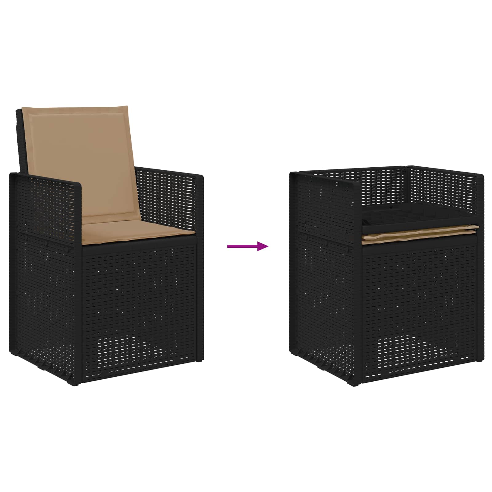 Tuin eettafelset met kussen 3 pcs Antracietkleurig en taupe PP – afbeelding 9