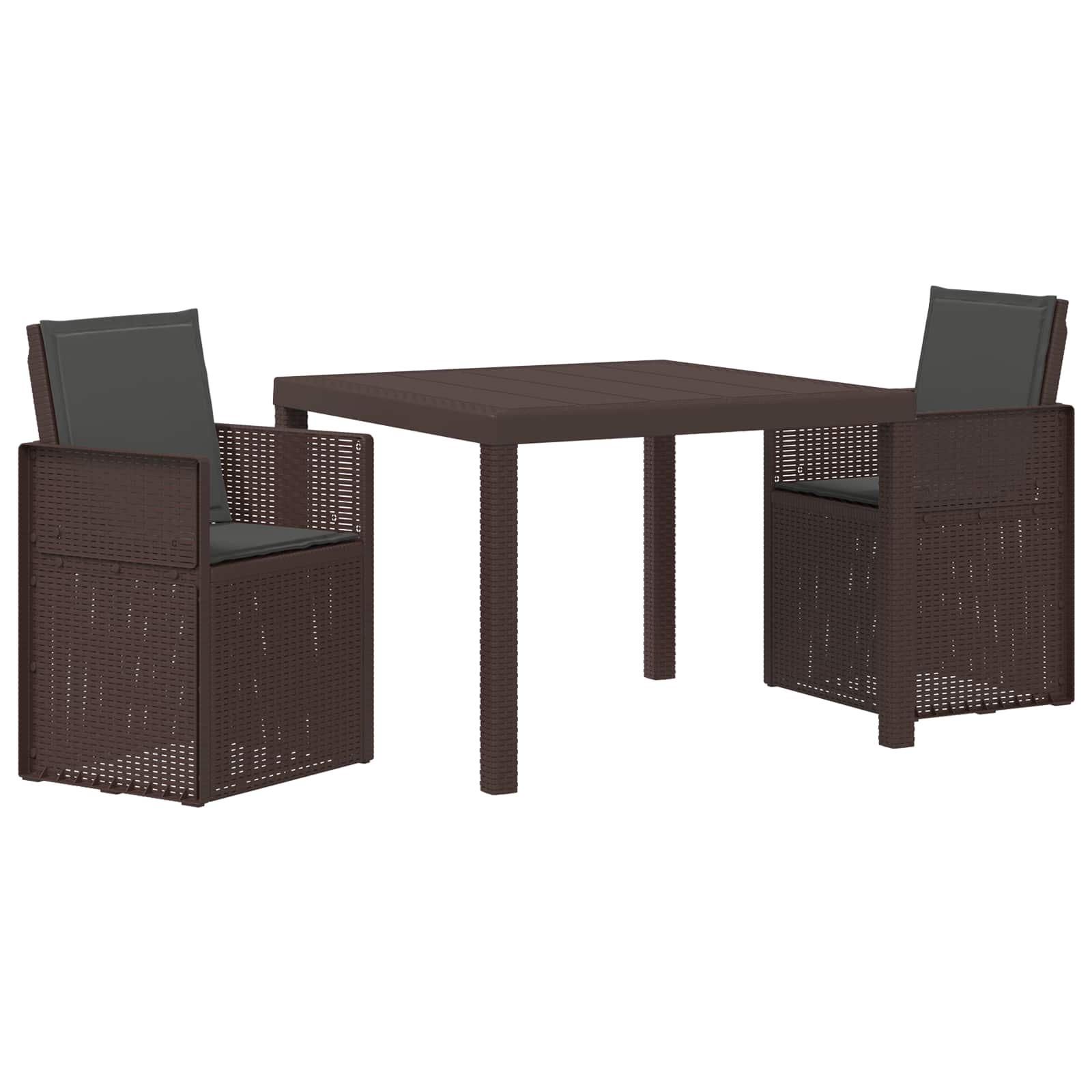 Tuin eettafelset met kussen 3 pcs Bruin en antracietkleurig PP – afbeelding 2
