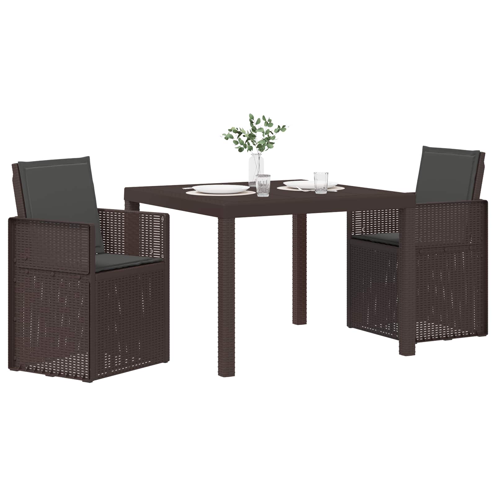 Tuin eettafelset met kussen 3 pcs Bruin en antracietkleurig PP – afbeelding 3