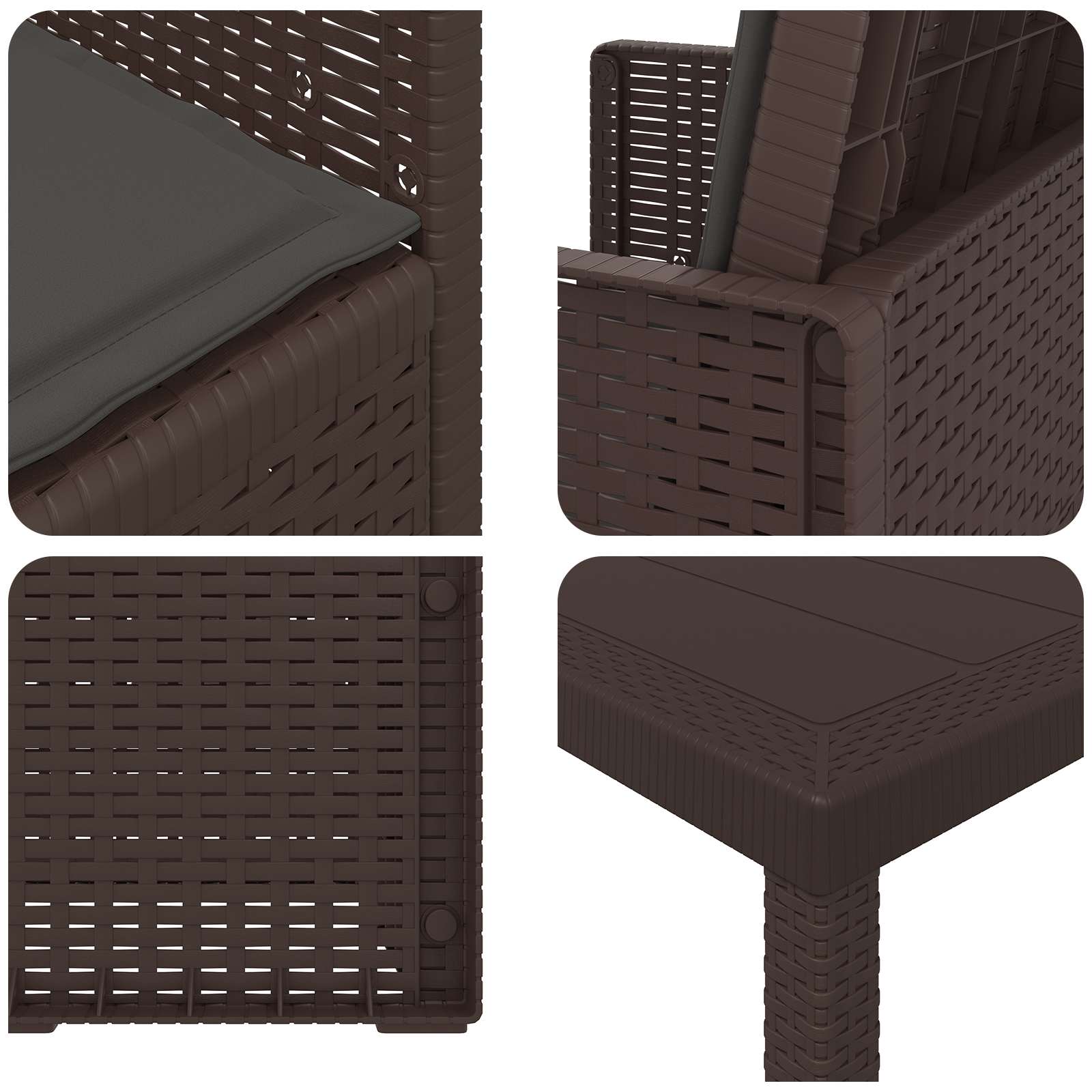 Tuin eettafelset met kussen 3 pcs Bruin en antracietkleurig PP – afbeelding 8