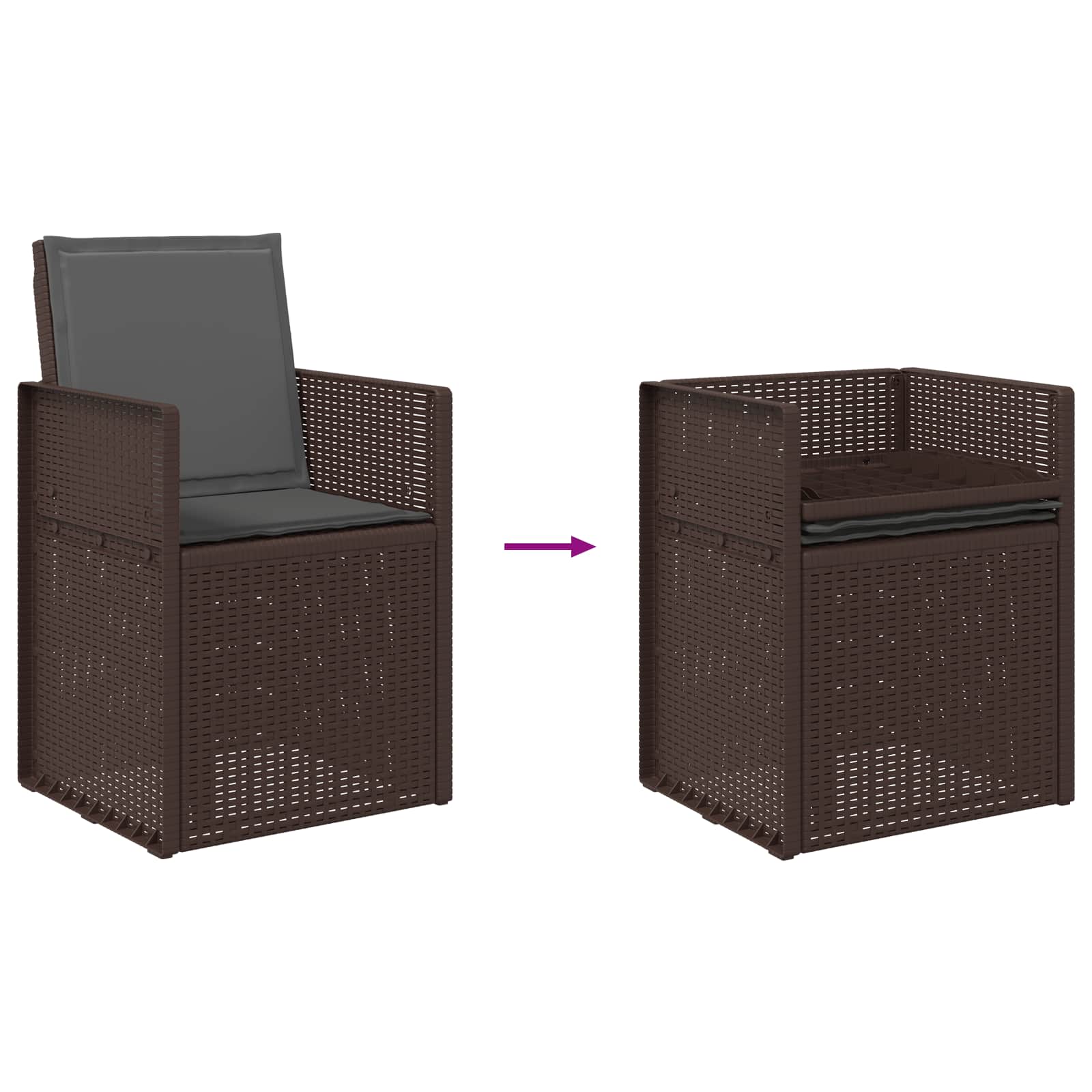 Tuin eettafelset met kussen 3 pcs Bruin en antracietkleurig PP – afbeelding 9