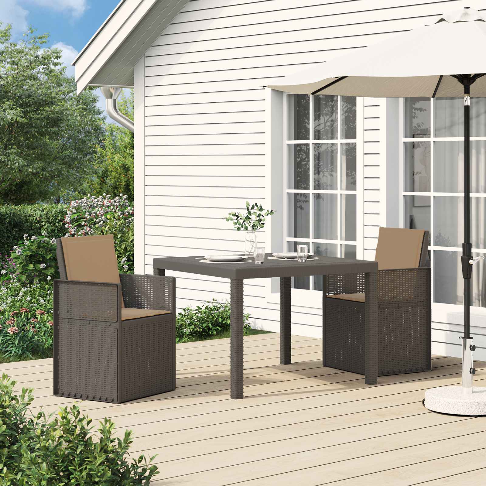 Tuin eettafelset 3 st Lichtgrijs en Taupe PP – afbeelding 1
