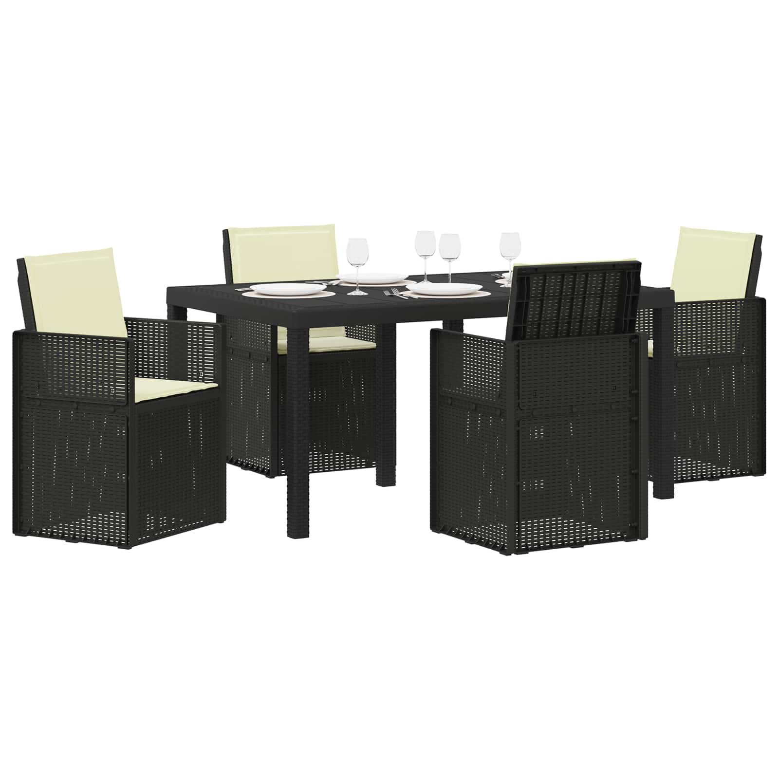 Tuin eettafelset met kussen 5 pcs Antraciet- en crèmekleurig PP – afbeelding 3