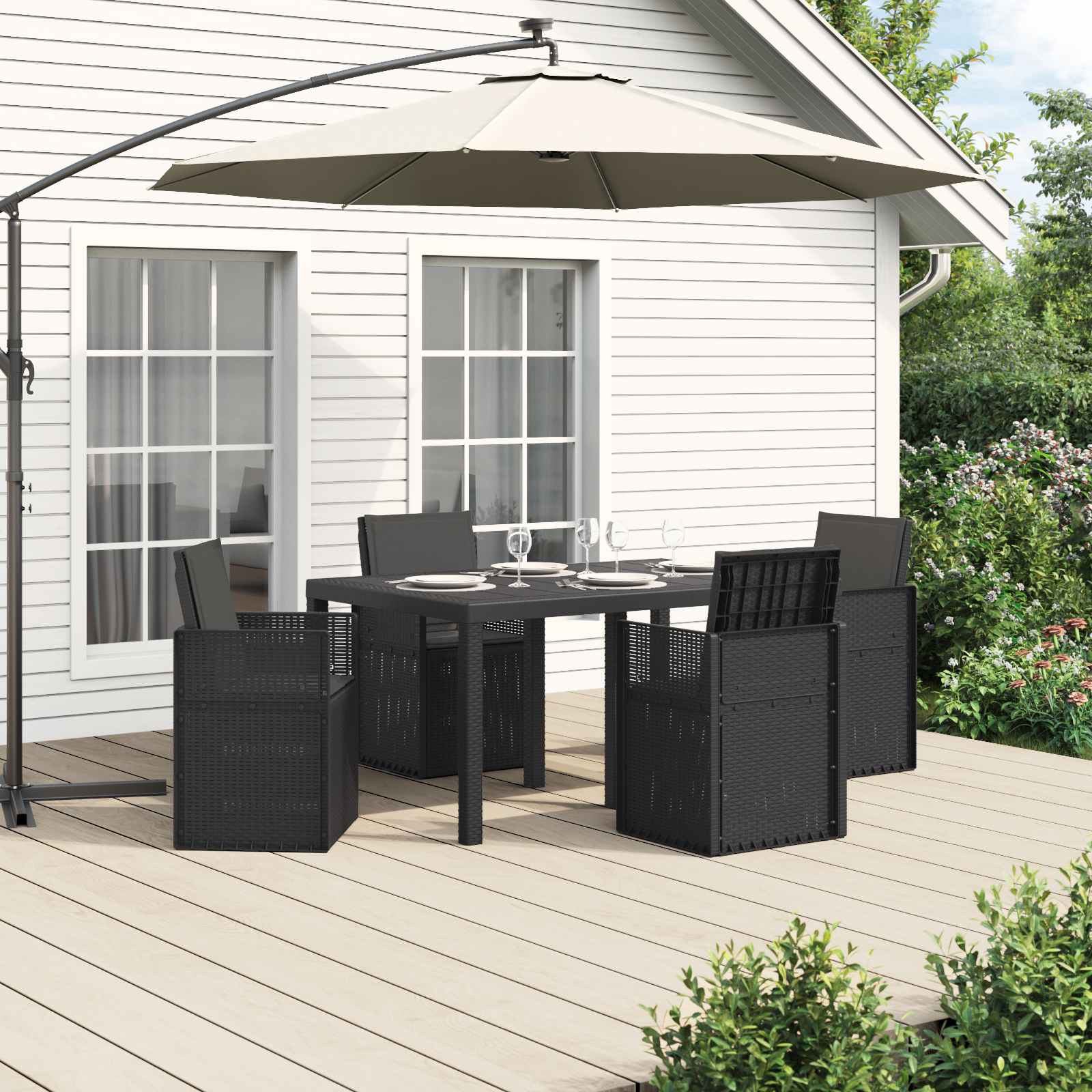 Tuin eettafelset met kussen 5 pcs Antracietkleurig PP – afbeelding 1