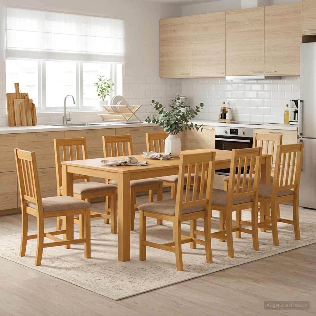 Eettafel 200 x 100 x 75 cm Massief Eikenhout Naturel