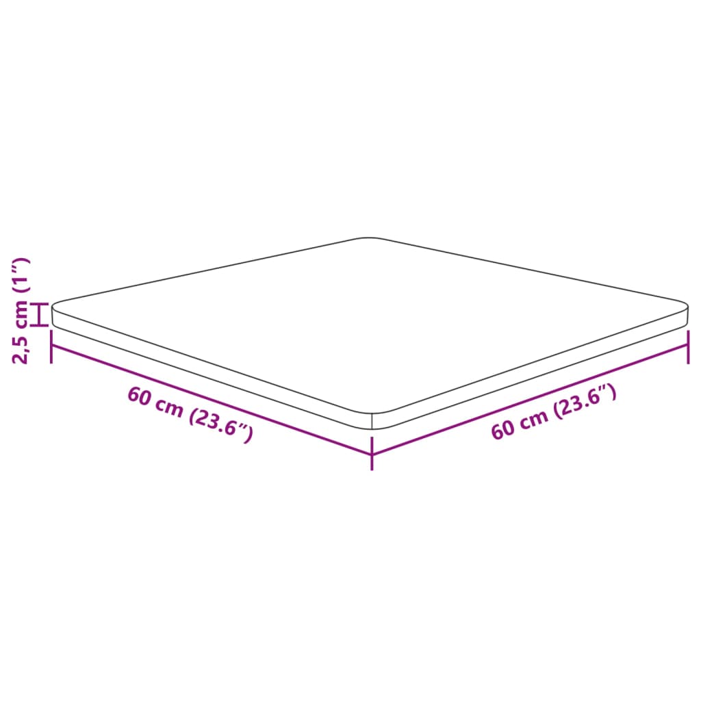 Tafelblad vierkant 60x60x2,5cm behandeld eiken donkerbruin – afbeelding 4