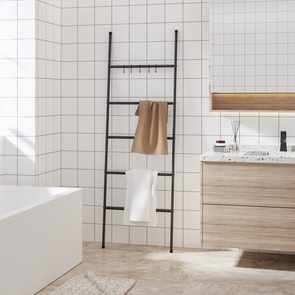 Handdoekenrek met 5 niveaus, zwart 58x175 cm, ijzer
