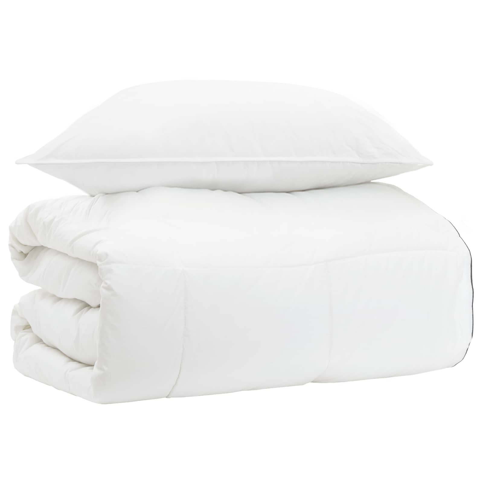 Dekbedset met kussen Wit 155 x 200 cm Katoen, Bamboe, Polyester – afbeelding 1