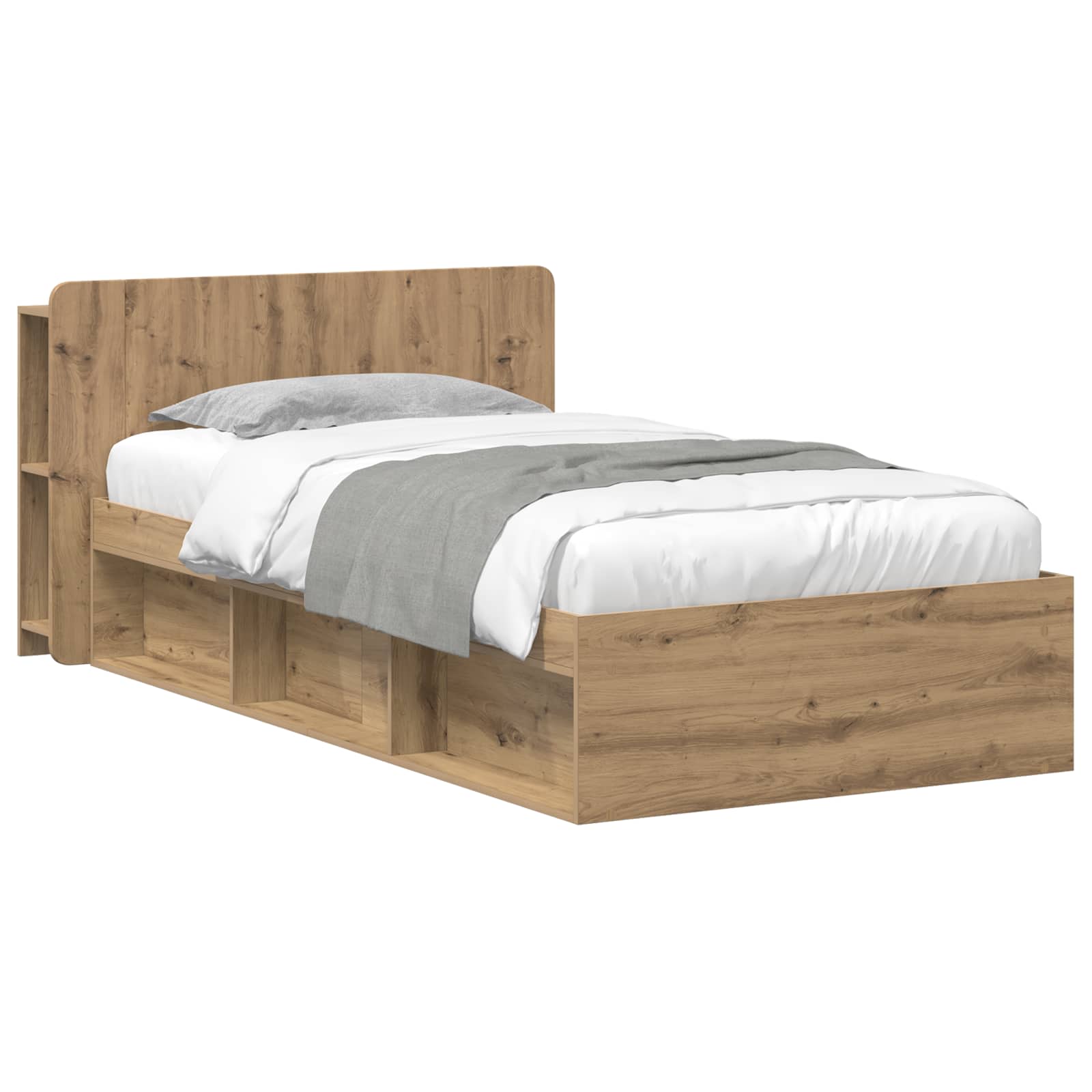 Bedframe met opslag Artisanaal eiken 80 x 200 cm Bewerkt hout