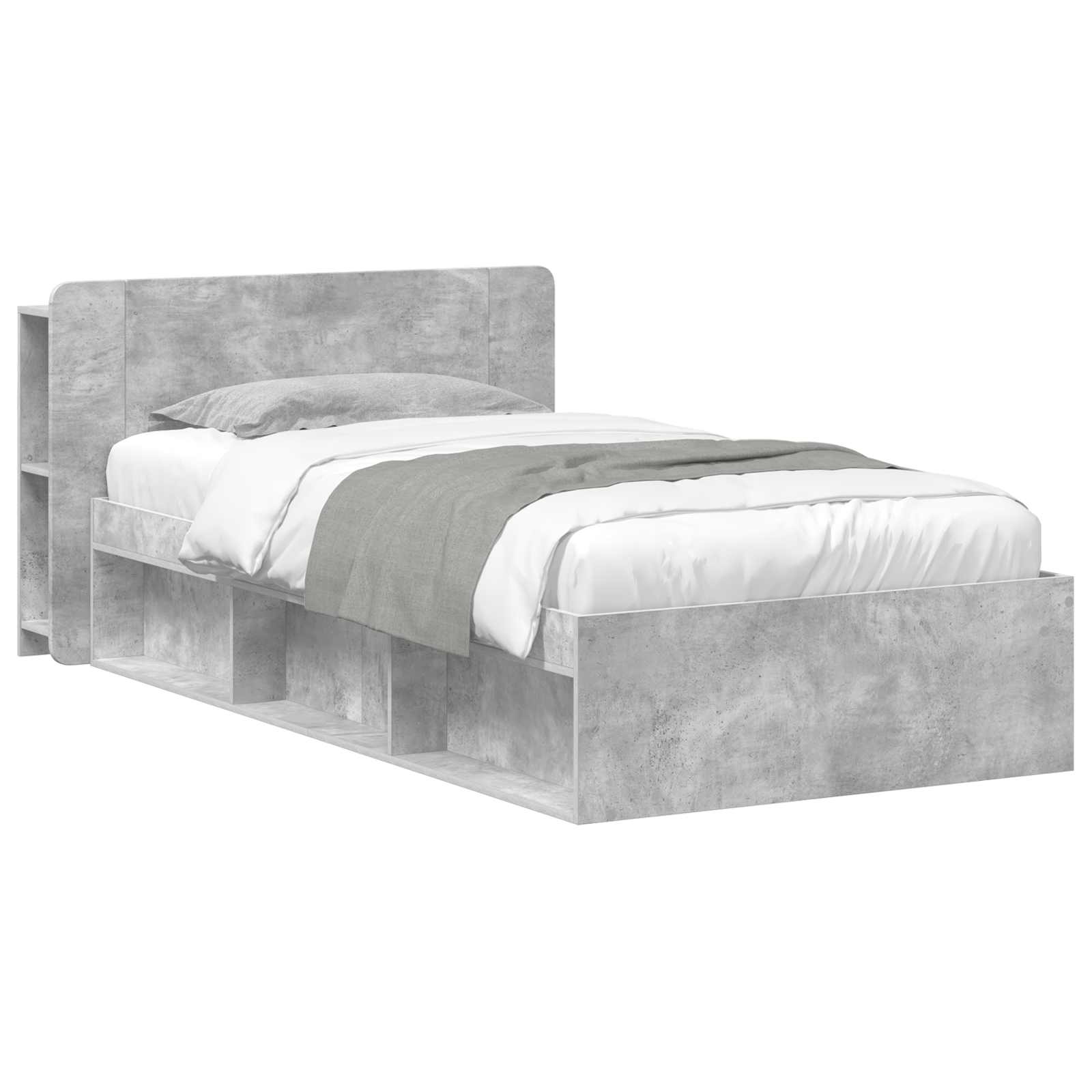 Bedframe met opslag Betongrijs 80 x 200 cm Bewerkt hout