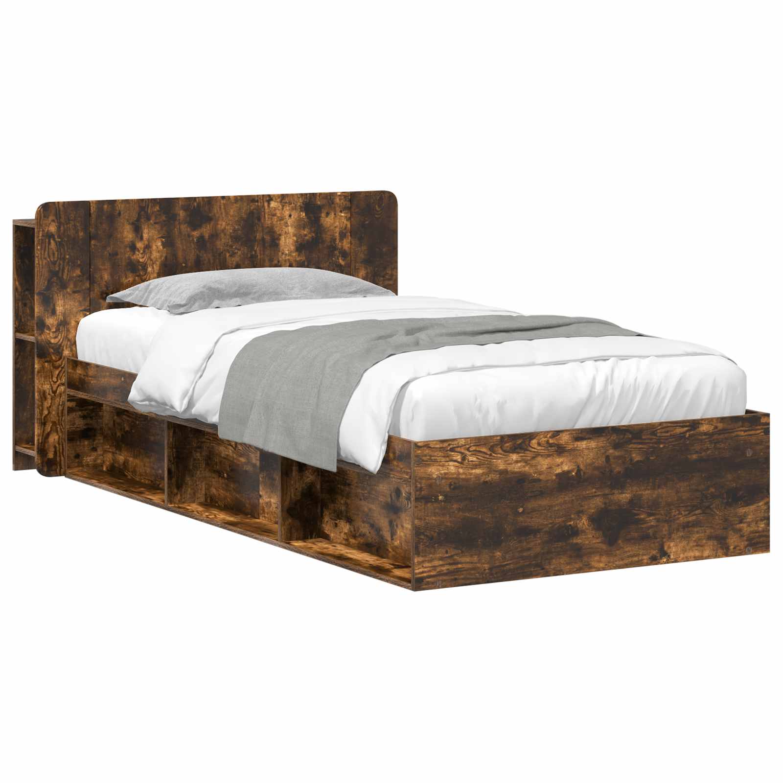 Bedframe met opslag Gerookt eiken 80 x 200 cm Bewerkt hout
