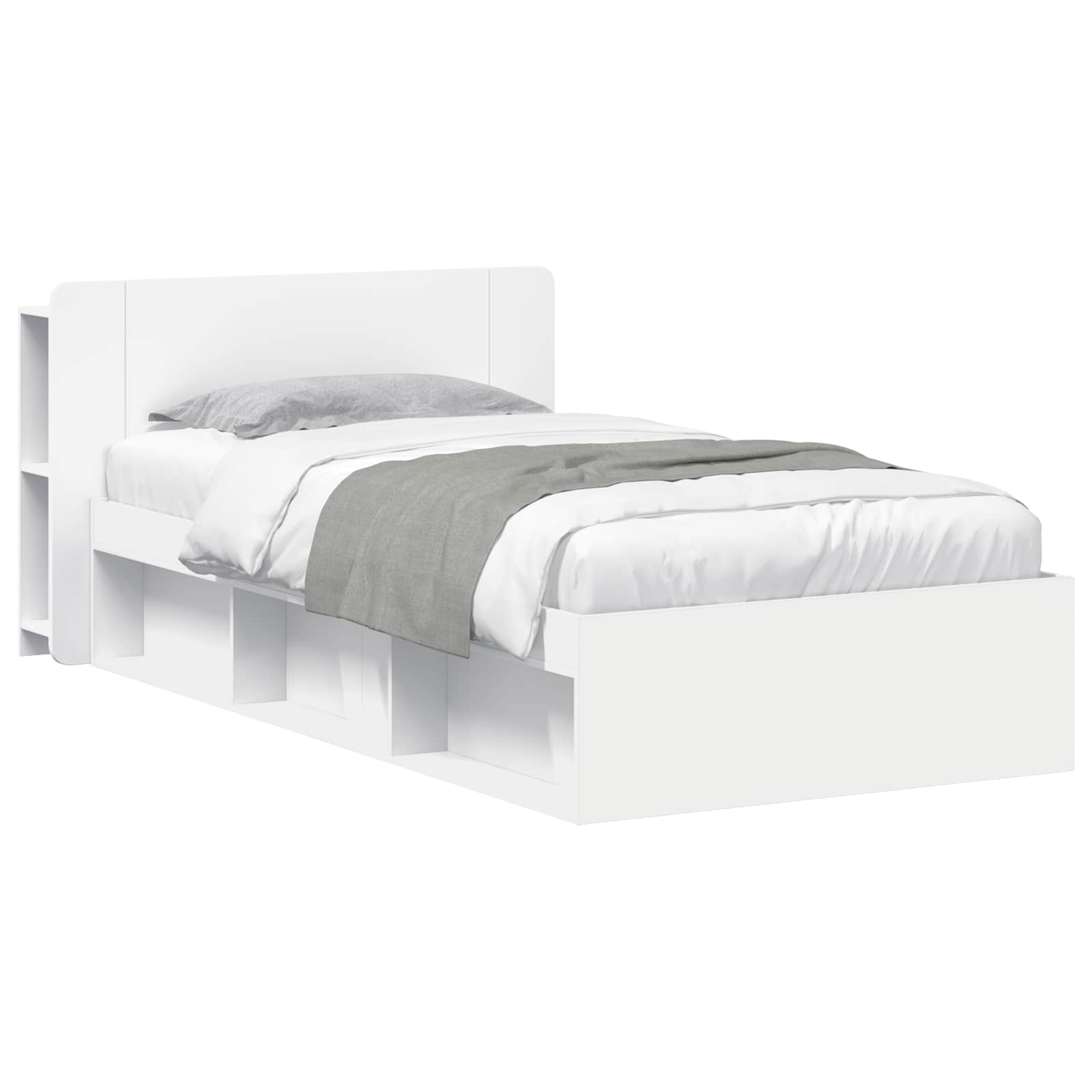 Bedframe met opslag met hoofdeinde Wit 80 x 200 cm Bewerkt hout