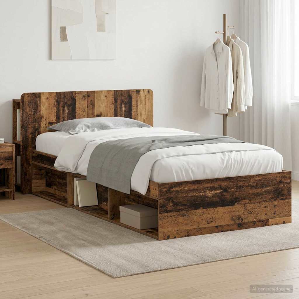Bedframe met opslag Oud hout 100 x 200 cm Bewerkt hout