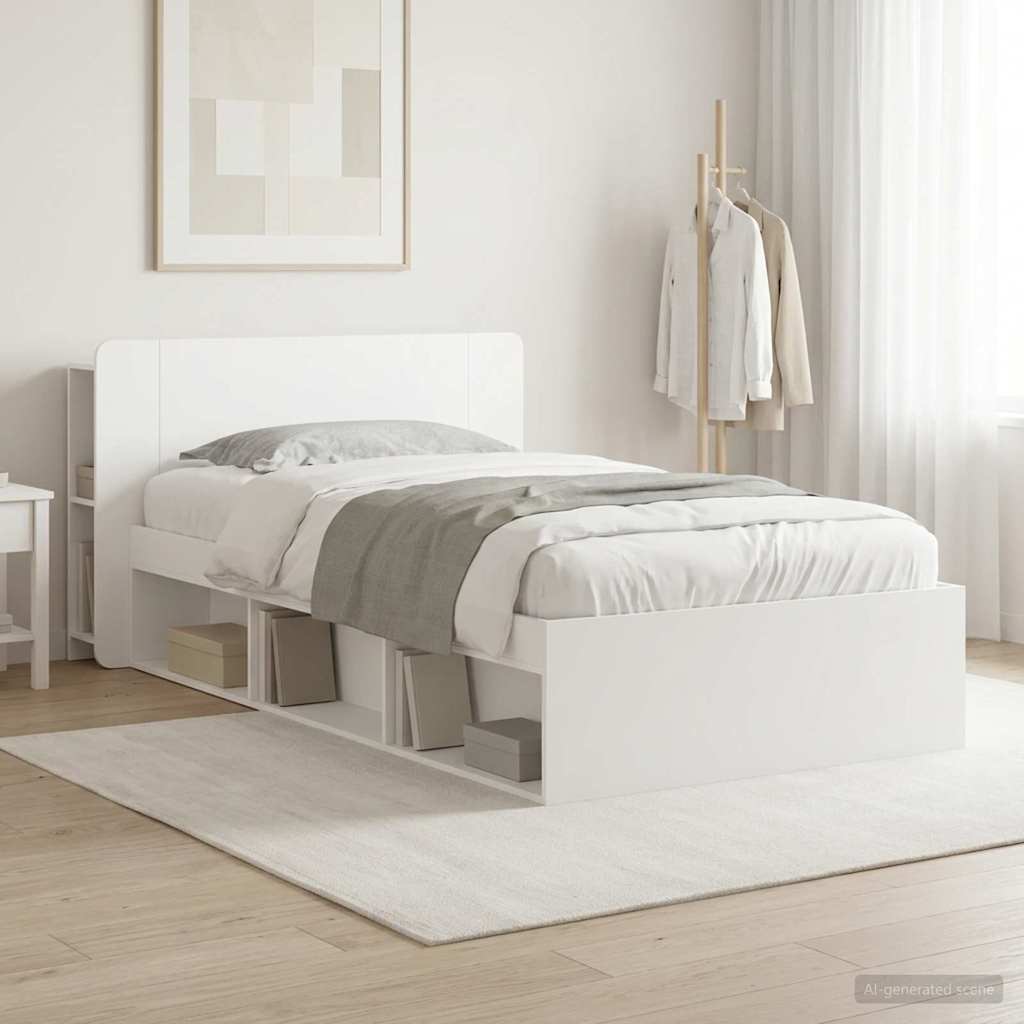 Bedframe met opslag Wit 100 x 200 cm Bewerkt hout
