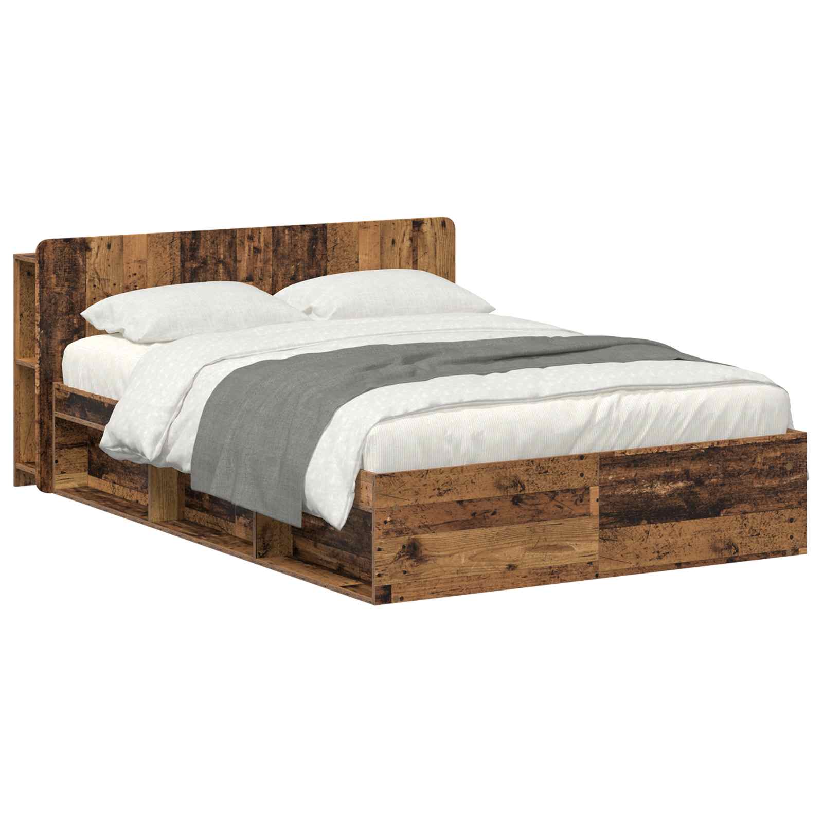 Bedframe met opslag Oud hout 140 x 200 cm Bewerkt hout – afbeelding 2
