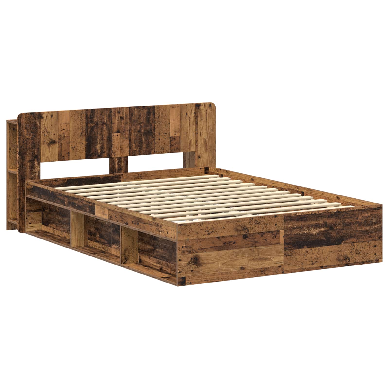 Bedframe met opslag Oud hout 140 x 200 cm Bewerkt hout – afbeelding 3