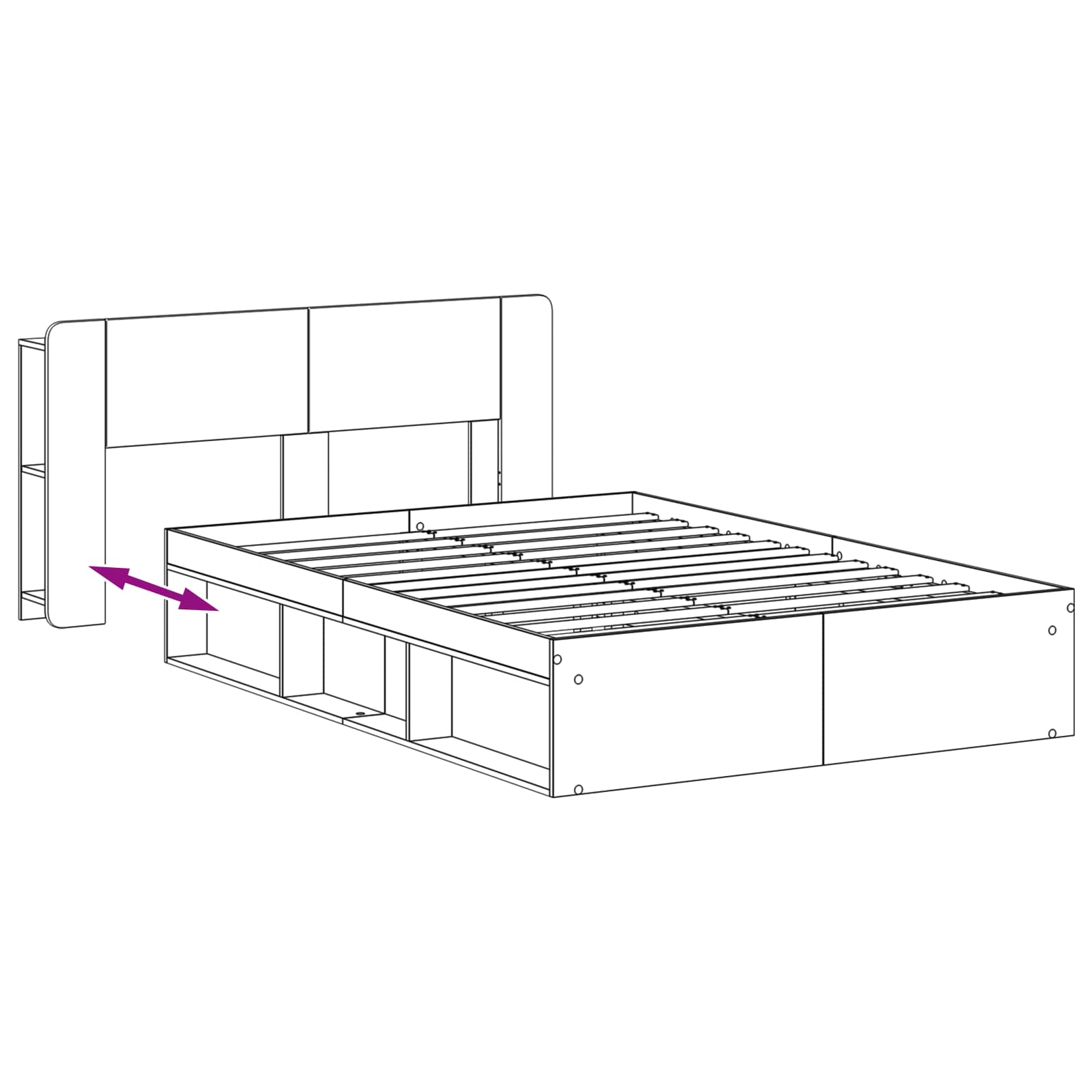 Bedframe met opslag Oud hout 140 x 200 cm Bewerkt hout – afbeelding 8