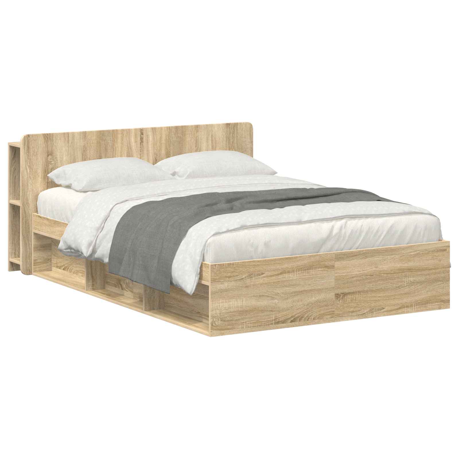 Bedframe met opslag Sonoma Eiken 140 x 200 cm Bewerkt hout – afbeelding 2