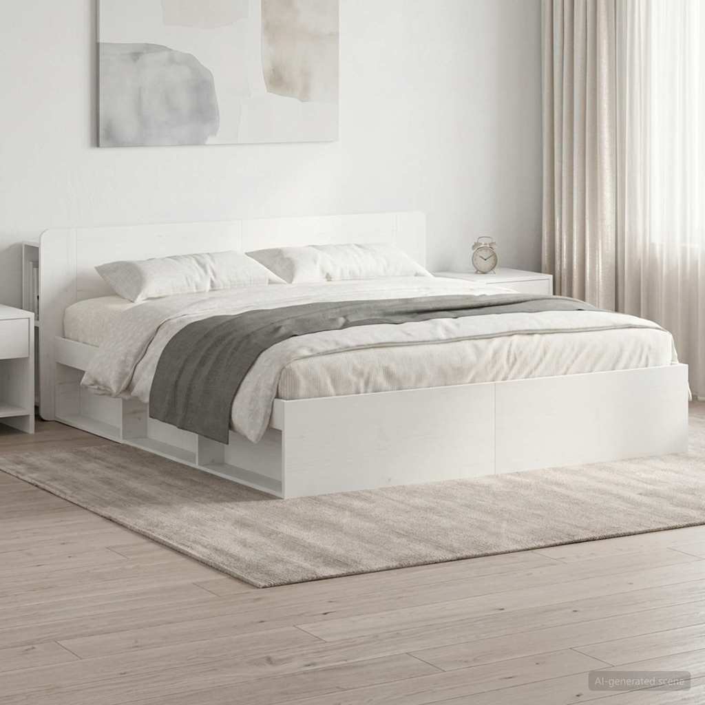 Bedframe met opslag Wit 180 x 200 cm Bewerkt hout – afbeelding 1