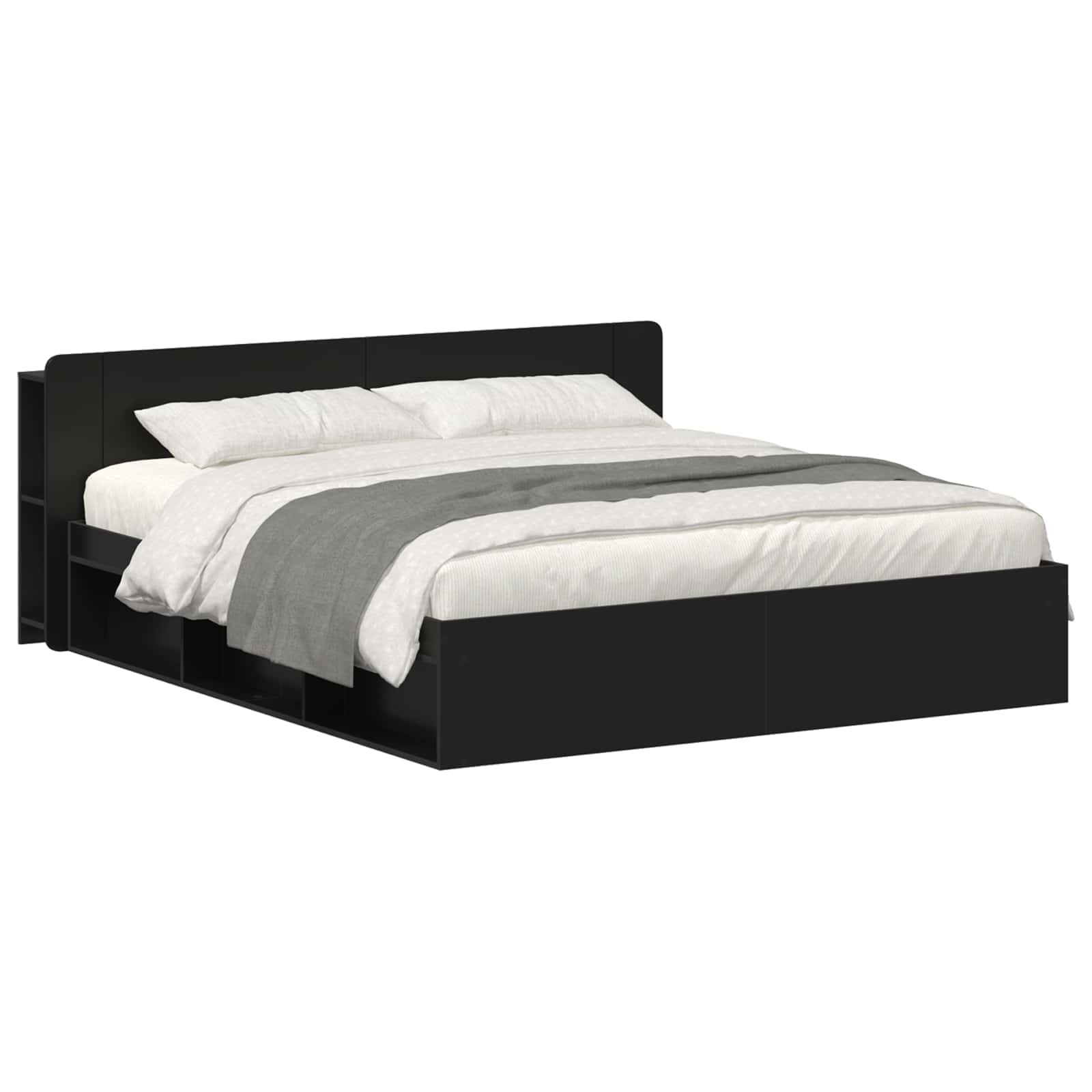 Bedframe met opslag Zwart 200 x 200 cm Bewerkt hout – afbeelding 2