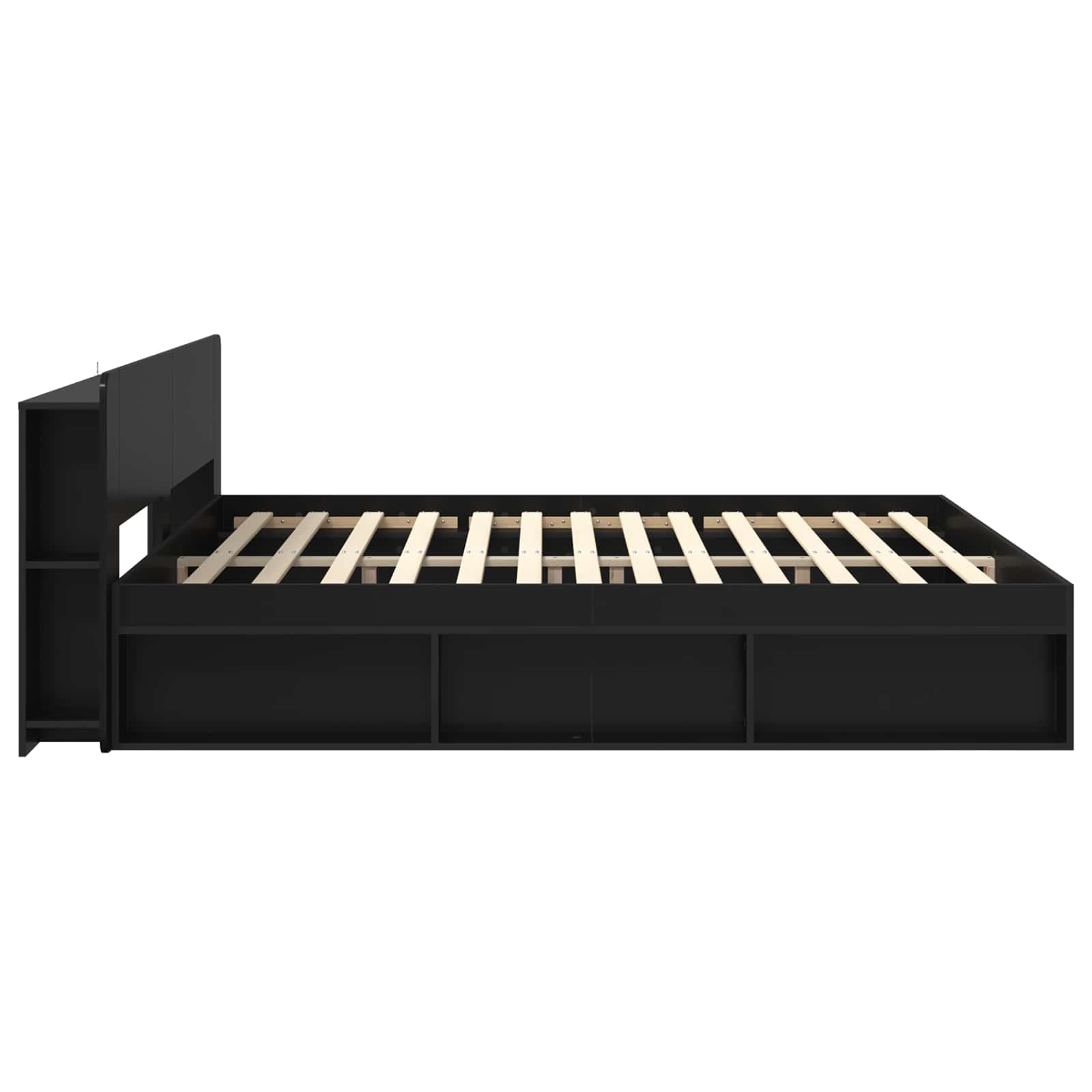 Bedframe met opslag Zwart 200 x 200 cm Bewerkt hout – afbeelding 4
