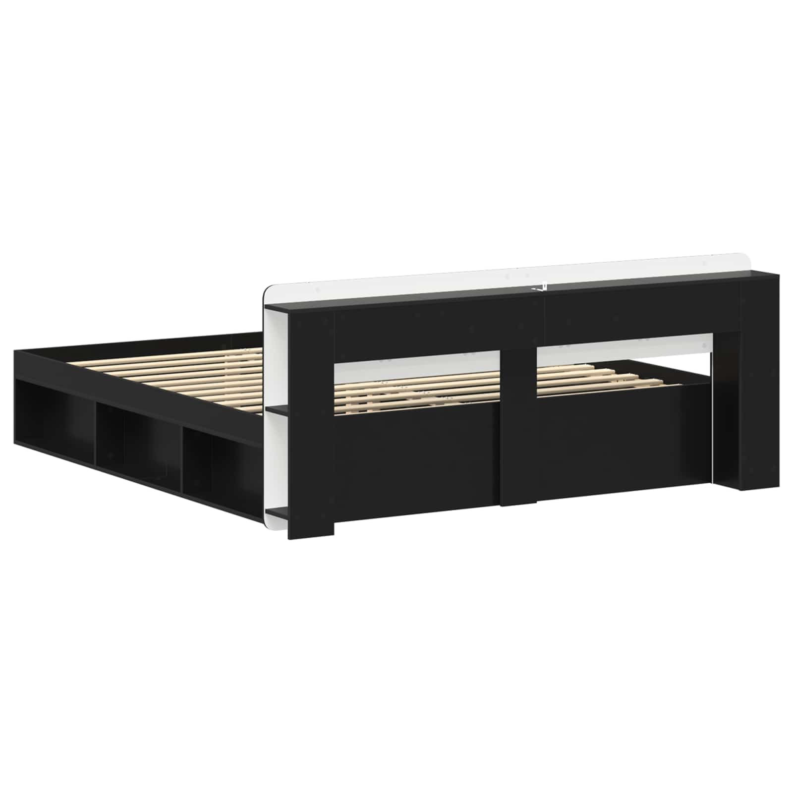 Bedframe met opslag Zwart 200 x 200 cm Bewerkt hout – afbeelding 5