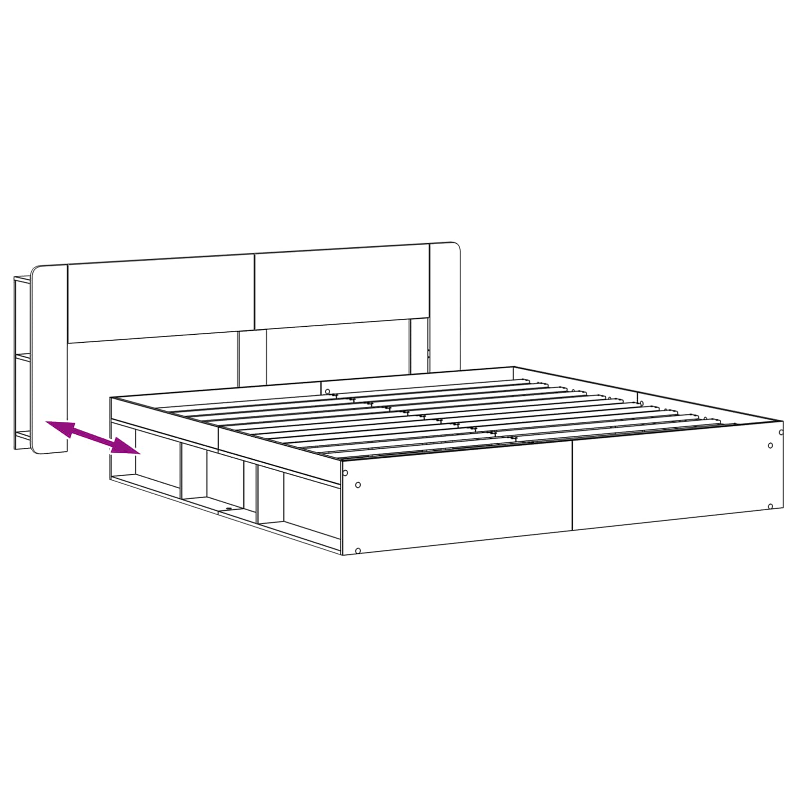 Bedframe met opslag Zwart 200 x 200 cm Bewerkt hout – afbeelding 8
