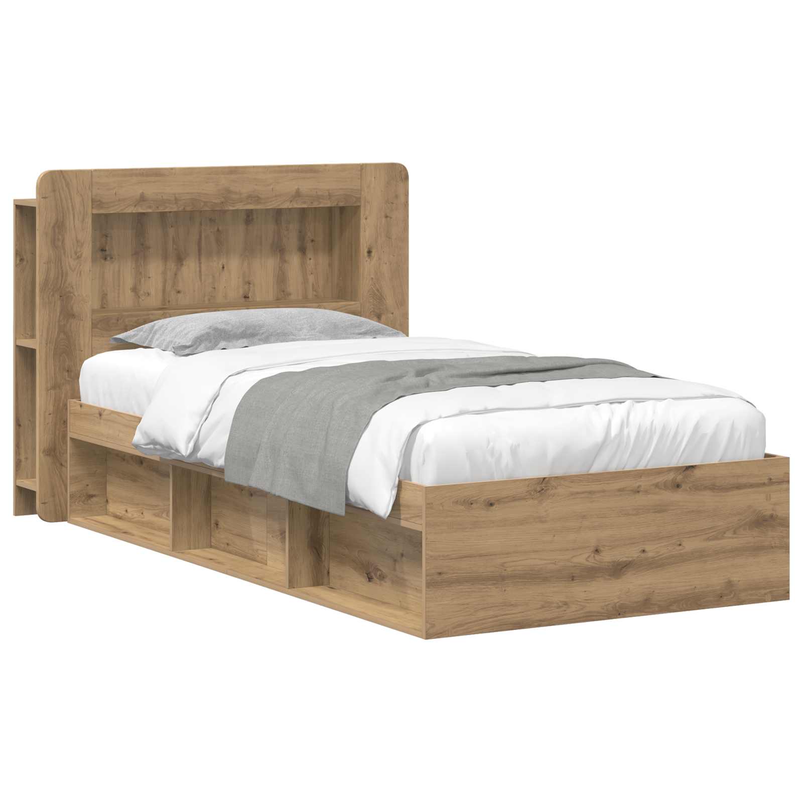 Bedframe met opslag Artisanaal eiken 80 x 200 cm Bewerkt hout