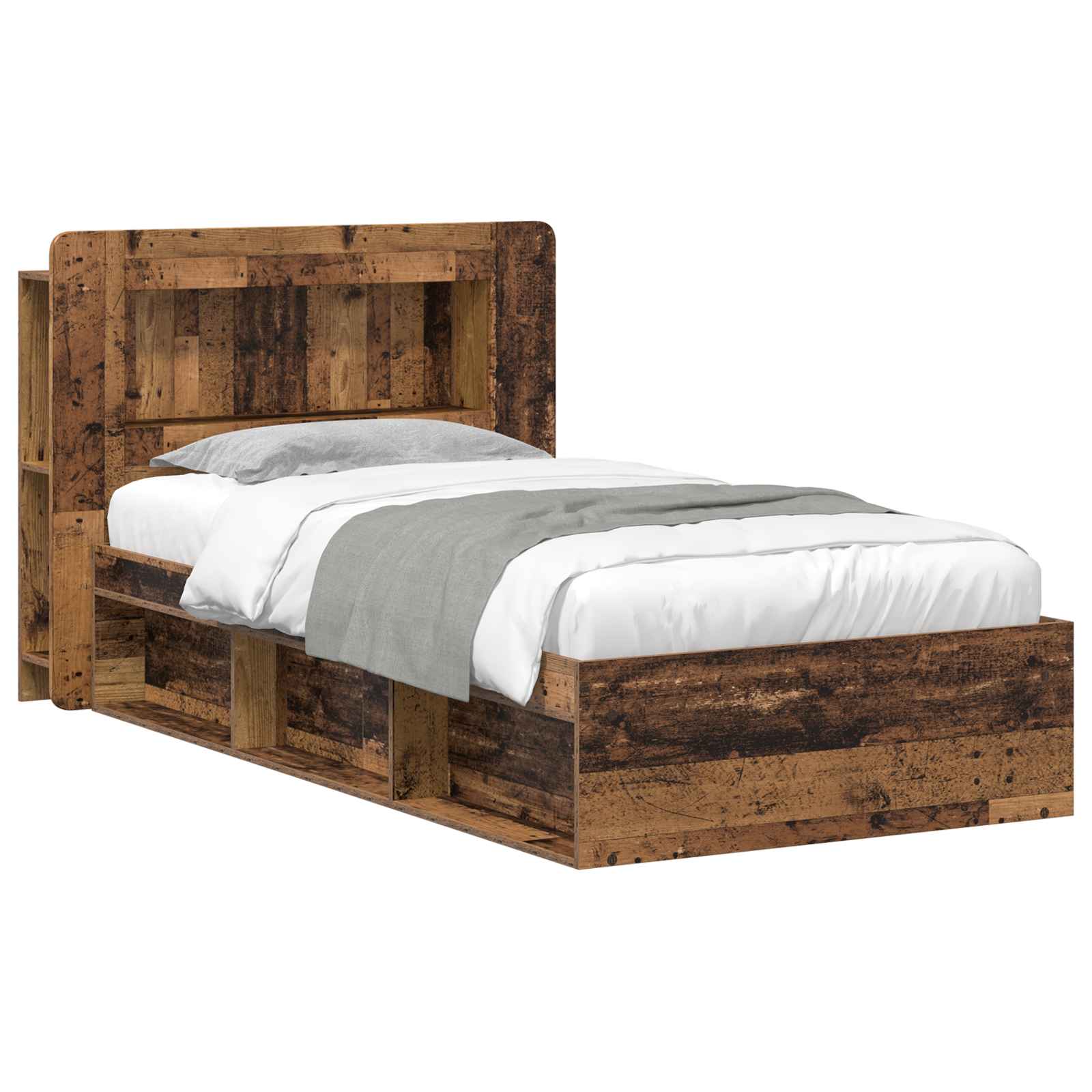 Bedframe met opslag Oud hout 80 x 200 cm Bewerkt hout