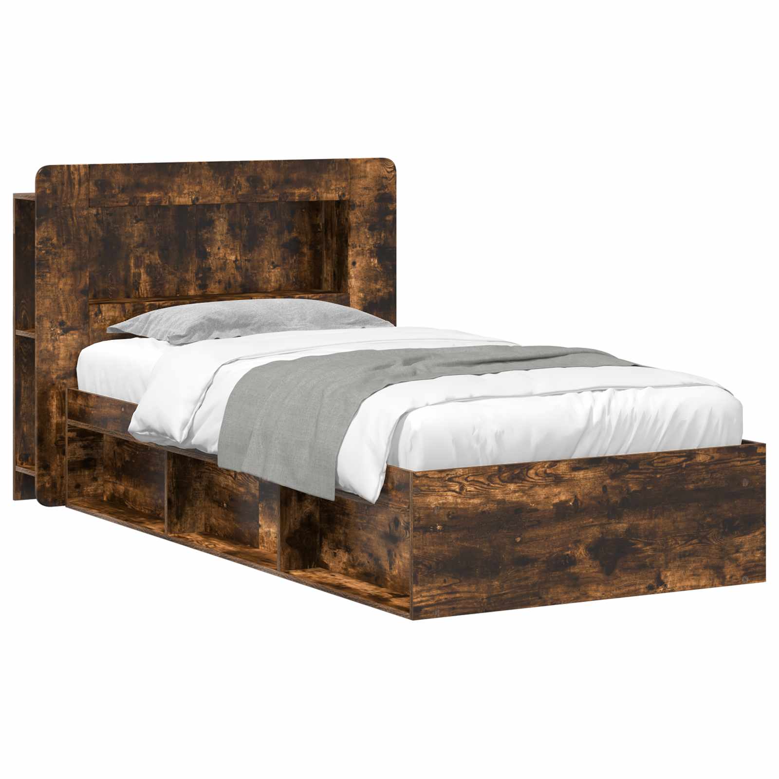 Bedframe met opslag Gerookt eiken 80 x 200 cm Bewerkt hout