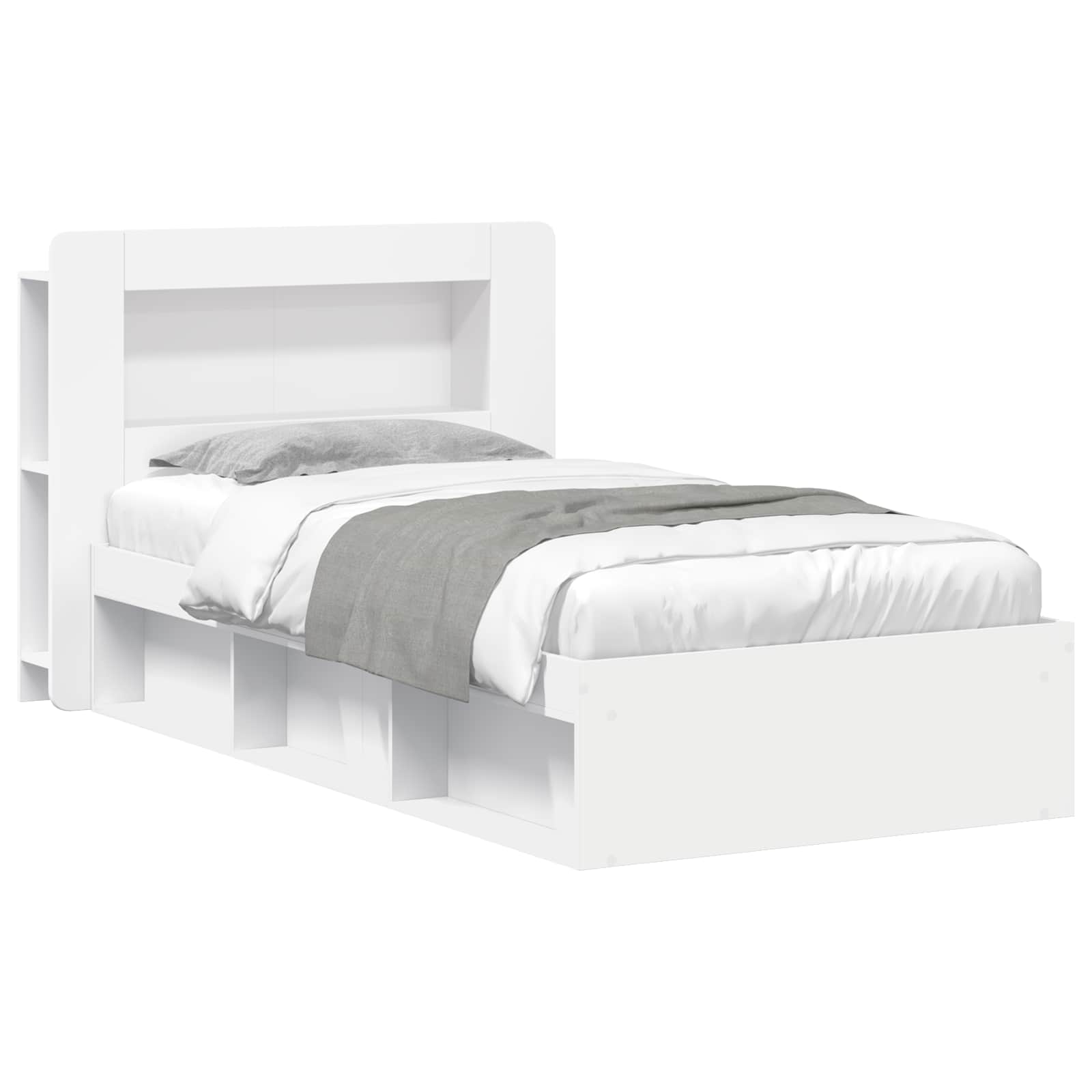 Bedframe met opslag met hoofdeinde Wit 80 x 200 cm Bewerkt hout